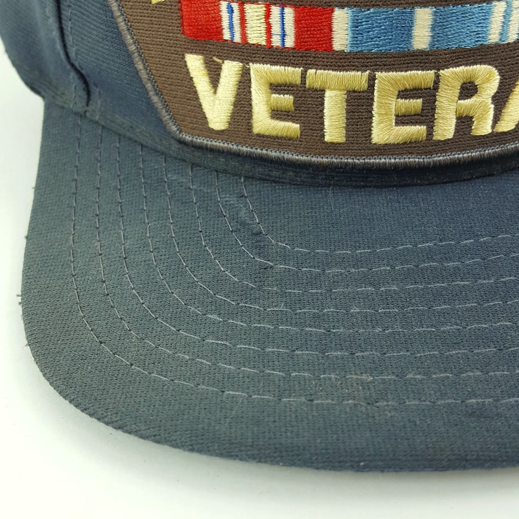 Vintage VINTAGE Faded Korea Veteran USA Trucker Hat Snapback Navy Blue Military Cap Eagle Crest Adjustable Mens Hat Size ONE SIZE - 3 Thumbnail