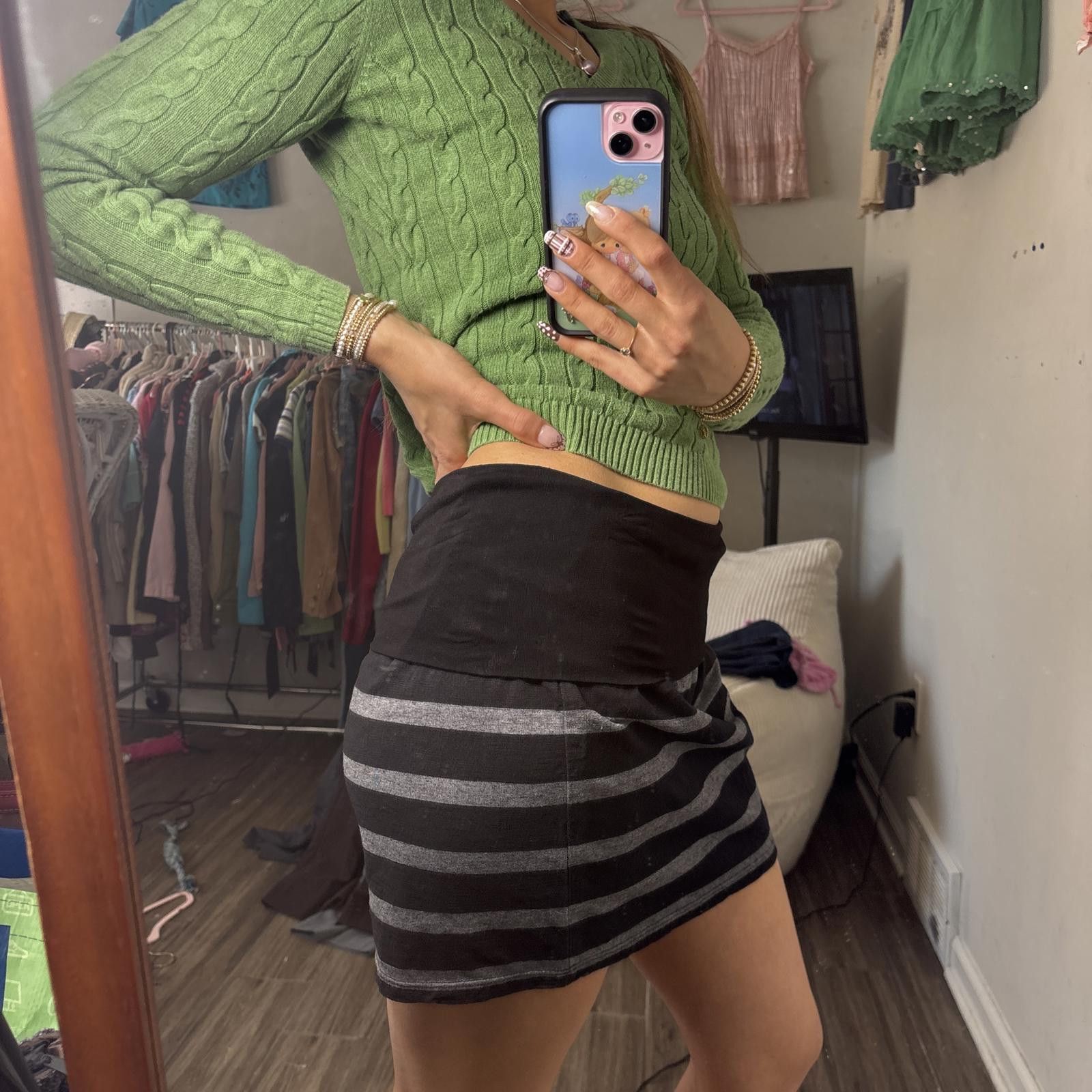 Other y2k striped fold over grunge top or mini skirt Size 36" / US 14 / IT 50 - 4 Thumbnail