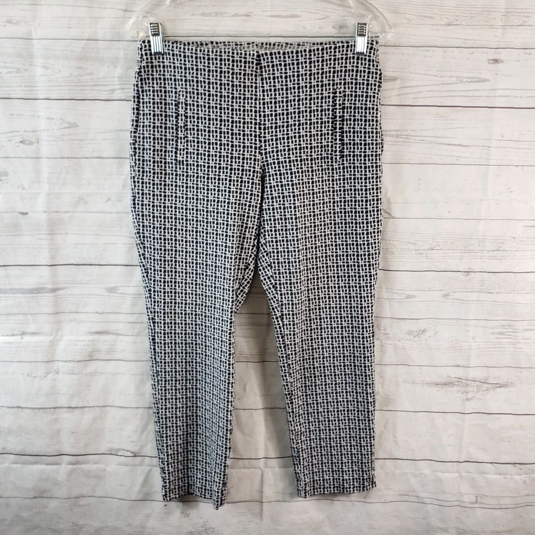 Vintage Chico's Womens Cropped Pants Sz 4 Black White Pull On Mid Rise Rayon Blend Cropped Size 27" / US 4 / IT 40 - 2 Thumbnail