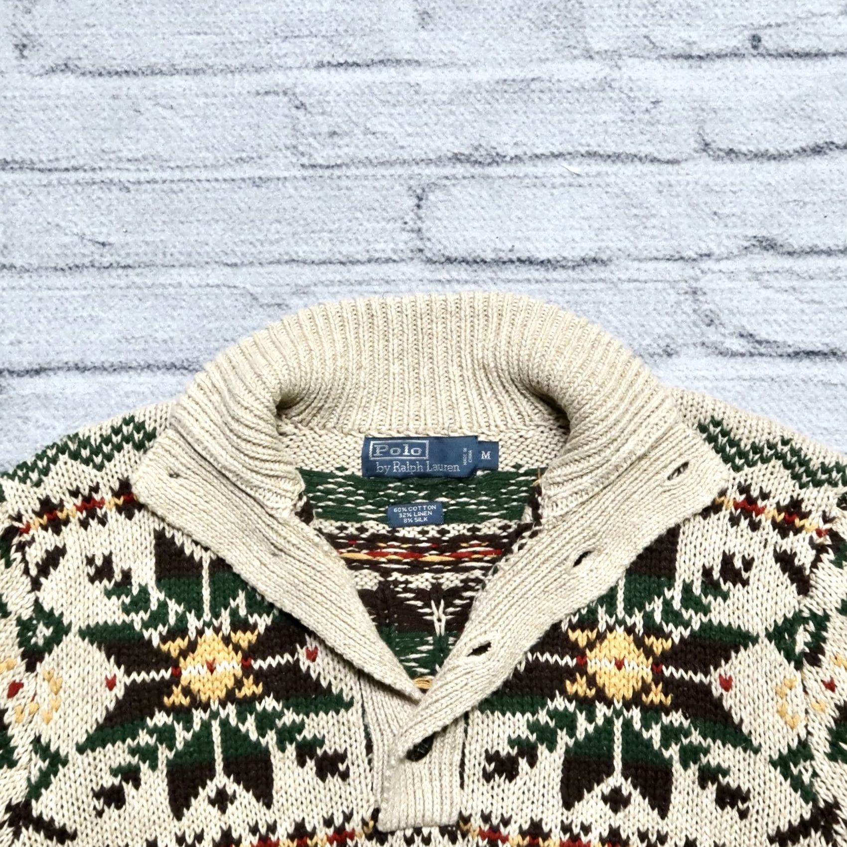 Polo Ralph Lauren VINTAGE Polo Ralph Lauren Knit Sweater Men M BeigeWinter Xmas Size US M / EU 48-50 / 2 - 6 Thumbnail
