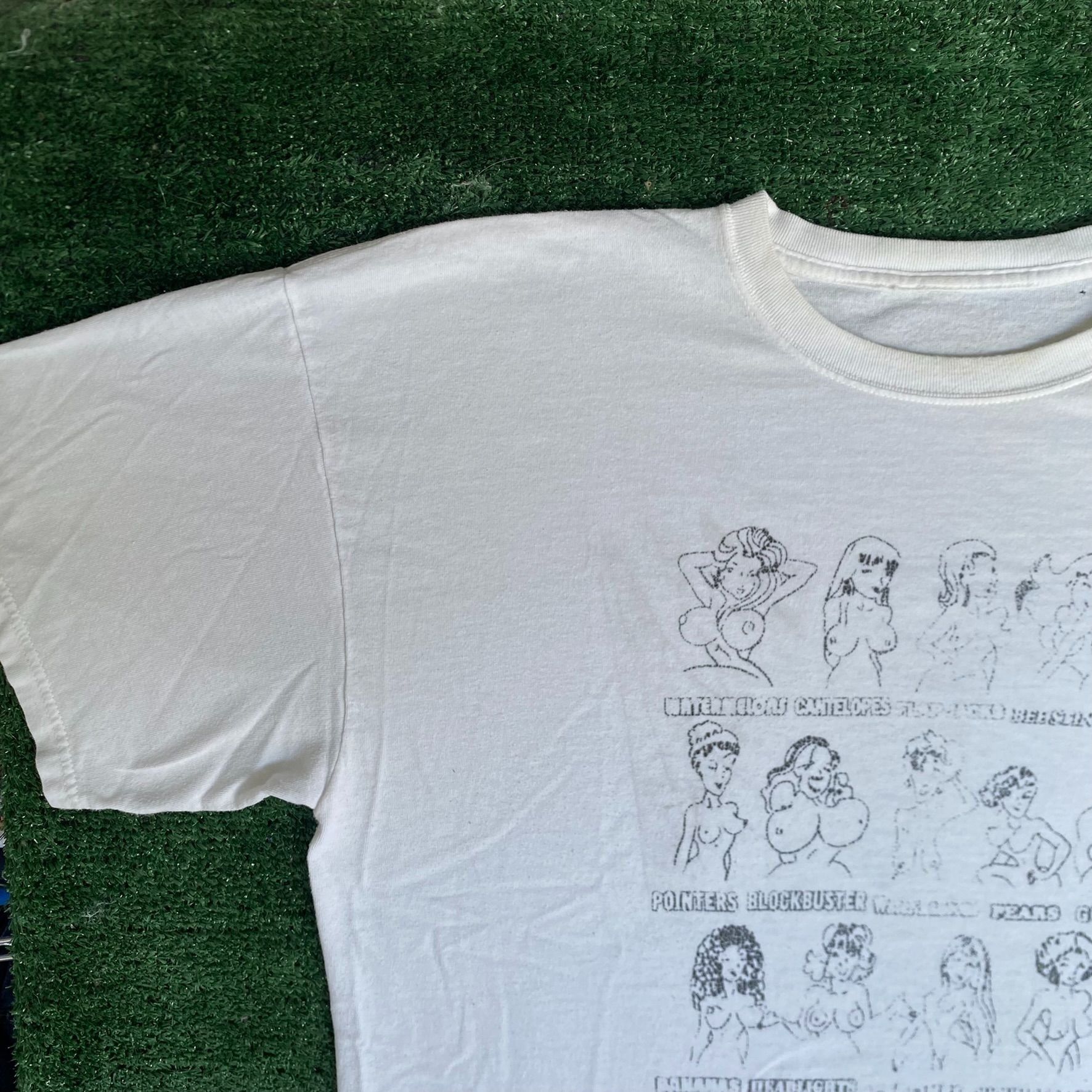Vintage Vintage 90s Boobs Chart Shirt Punk XXX Tits Vulgar Humor Tee Size US L / EU 52-54 / 3 - 2 Thumbnail