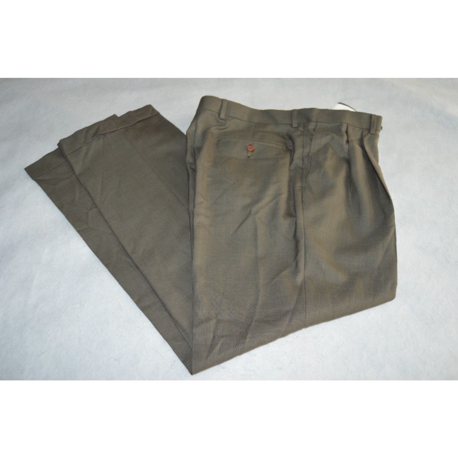 Ralph Lauren Ralph Lauren Men's Dress Pants Gray 34/32 Windowpane Polyester Blend Pleated Regular Straight Rise Mid-Season Logo Preppy Mens Trousers Size US 34 / EU 50 - 2 Thumbnail