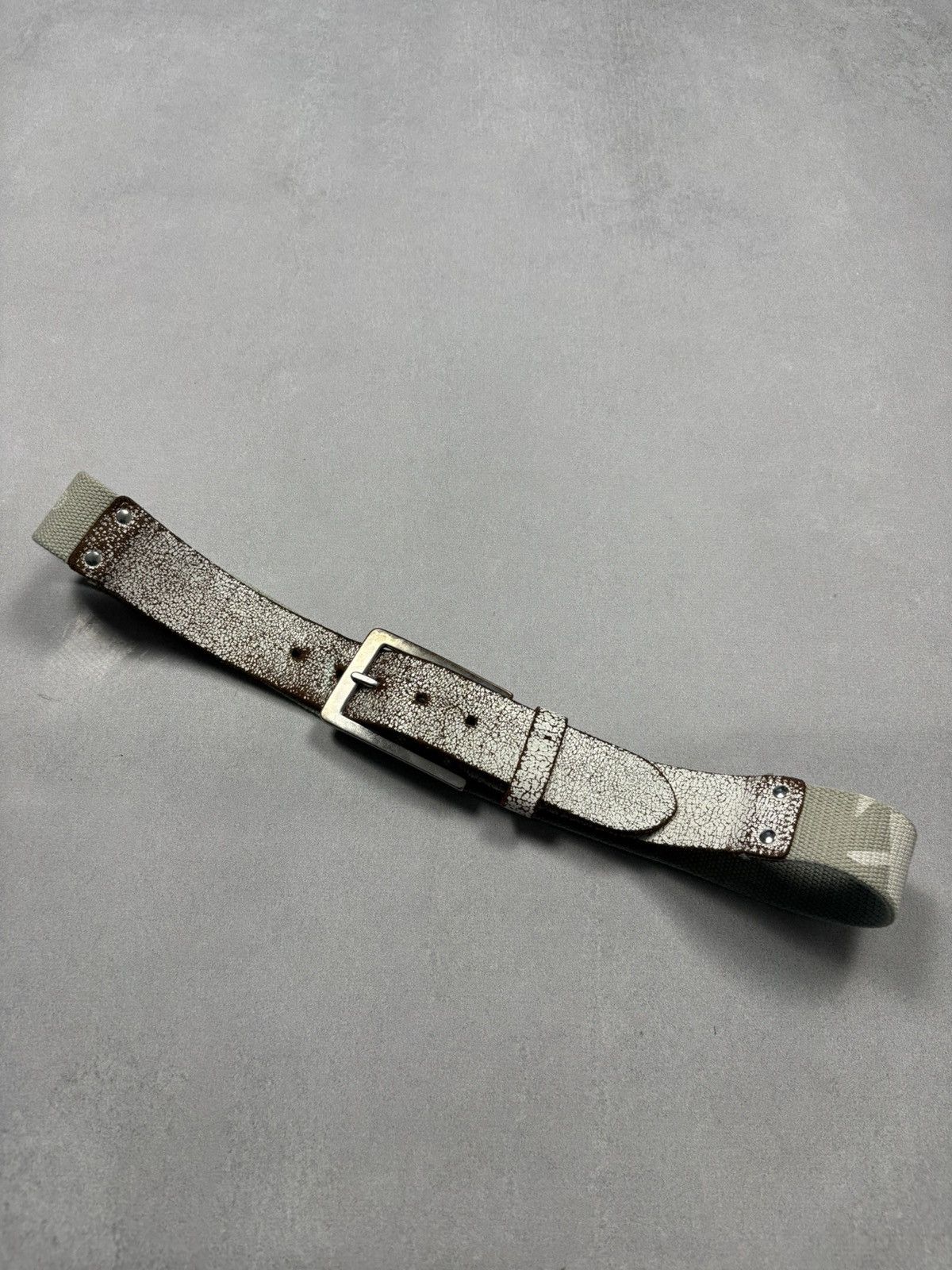 Miss Sixty Miss Sixty Italy Distressed Crackle Leather Canvas Belt Y2K Size ONE SIZE - 4 Thumbnail