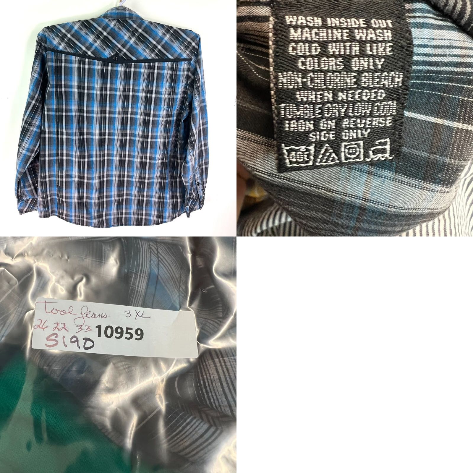 Vintage Tool Jeans Plaid Button-Up Long Sleeve Shirt 3XL Blue Mens Size US XXL / EU 58 / 5 - 8 Thumbnail
