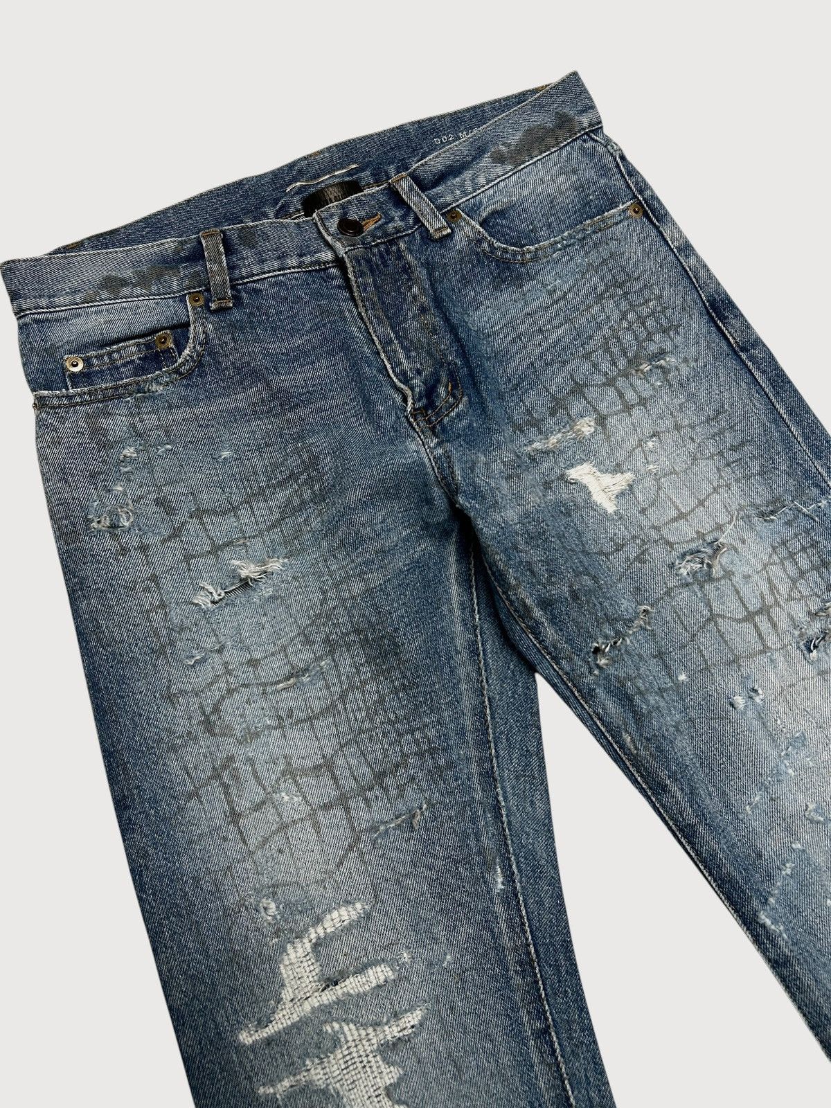 Saint Laurent Paris 2016 Repaired Croc Print Denim Size US 30 / EU 46 - 3 Thumbnail