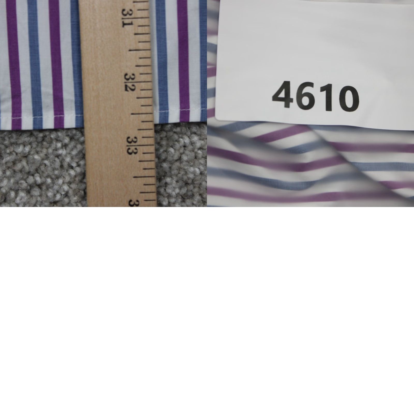 Peter Millar Peter Millar Dress Shirt Mens 16.5 Purple/Blue/White Cotton L/S Button-Down Plaid, Regular Fit Size 46R - 9 Thumbnail