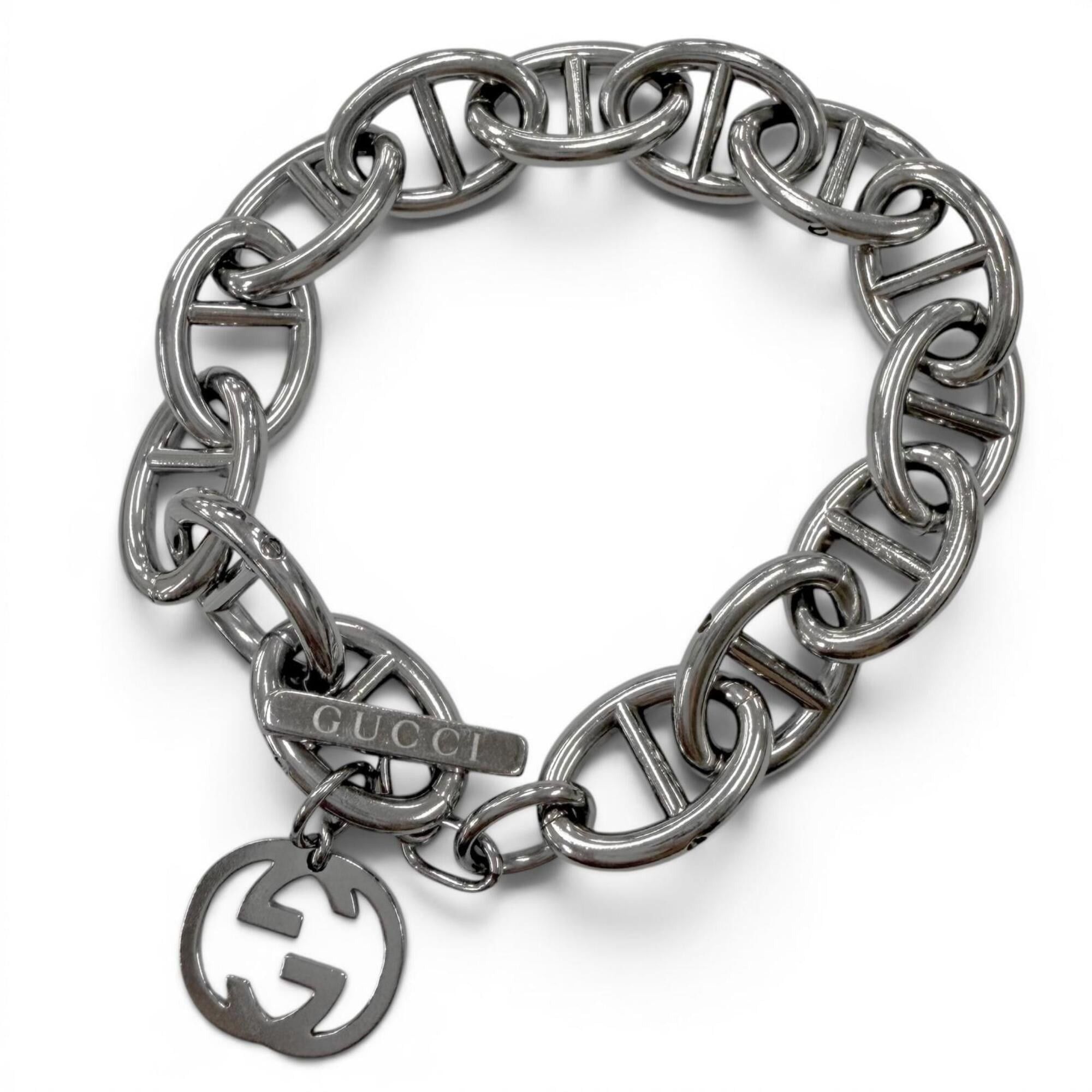 Gucci GUCCI Vintage Anchor Chain Interlocking G Bracelet, Silver, Men's & Women's Accessory Size ONE SIZE - 1 Thumbnail