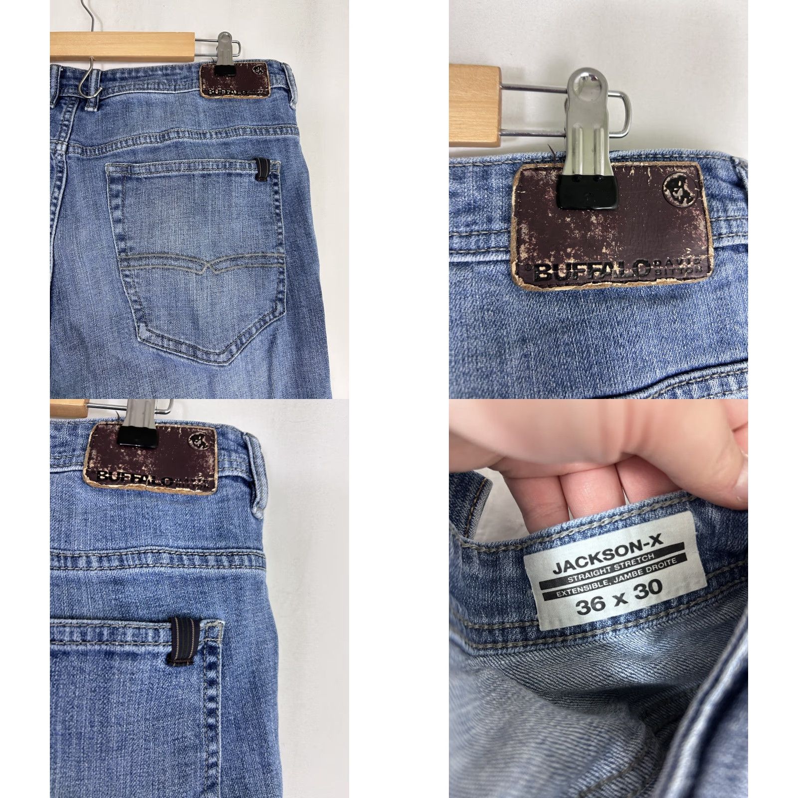 Buffalo David Bitton Buffalo David Bitton Jeans Jackson-X Straight Stretch Men's 36 x 30 Medium Wash Blue Denim Logo American Regular Mens Size US 36 / EU 52 - 9 Thumbnail