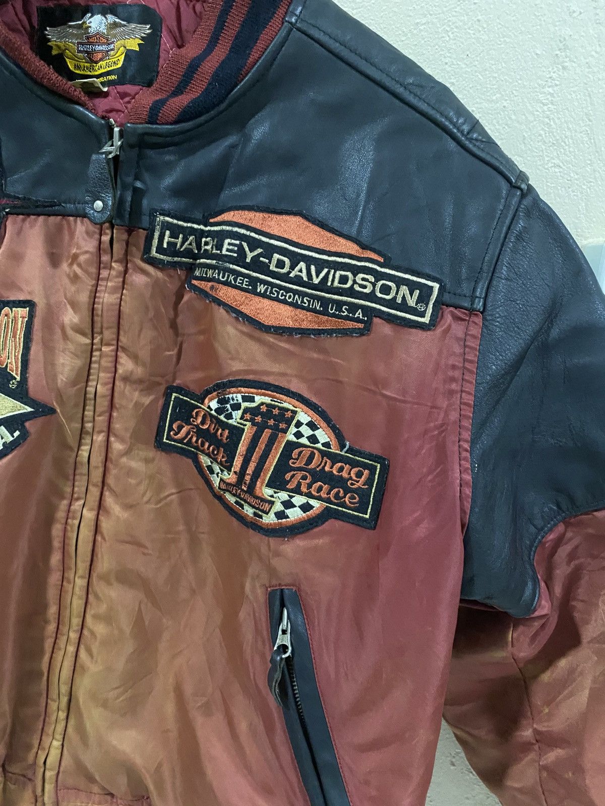 Harley Davidson Harley Davidson 90s Sunfaded Bombers Leather Trim Size US L / EU 52-54 / 3 - 5 Thumbnail