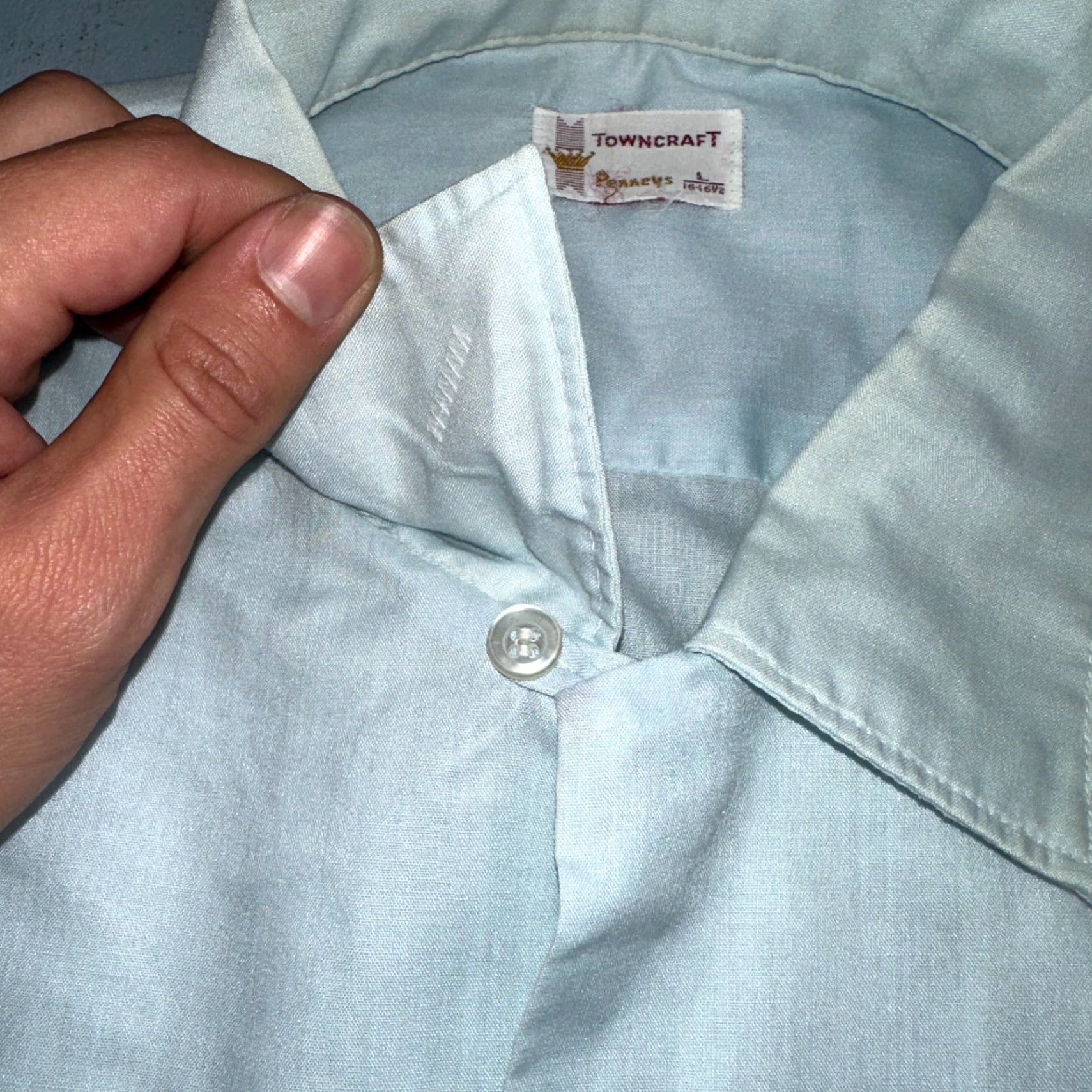 Vintage VINTAGE Penney's Towncraft 1960s Short Sleeve Cotton Blend Shirt Mens Large Blue Casual Rockabilly Size US L / EU 52-54 / 3 - 3 Thumbnail