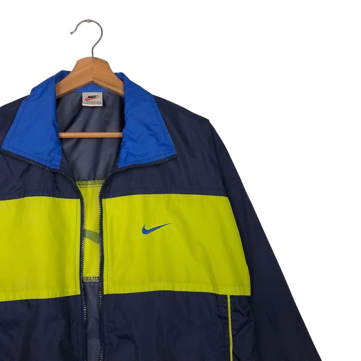 Nike Vintage Nike Swoosh Windbreaker — Electric Yellow Panel Size US M / EU 48-50 / 2 - 7 Thumbnail