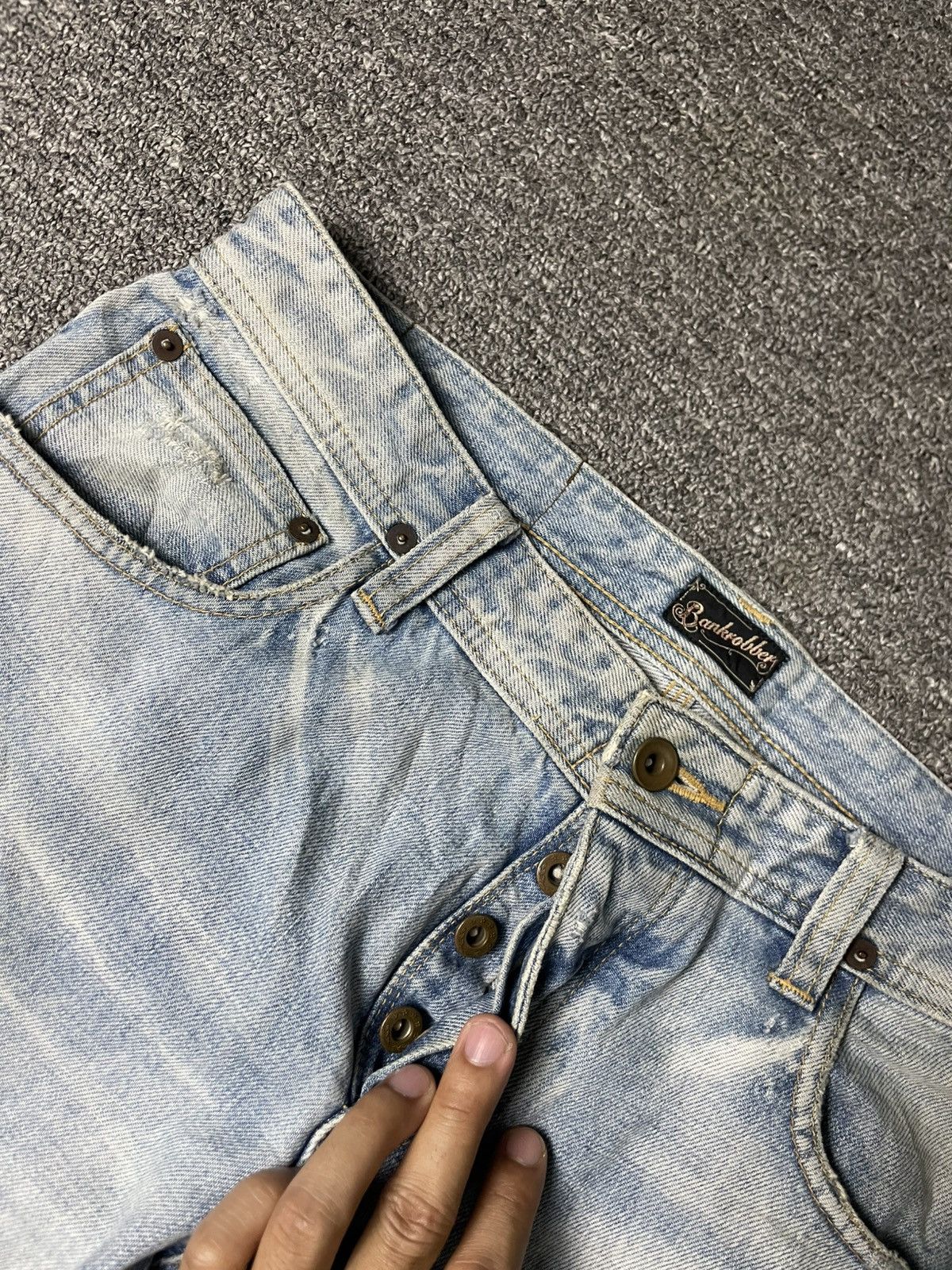 Japanese Brand × Vintage Vintage BANKROBBER Straight Cut Ripped Jeans (91) Size US 33 - 7 Thumbnail