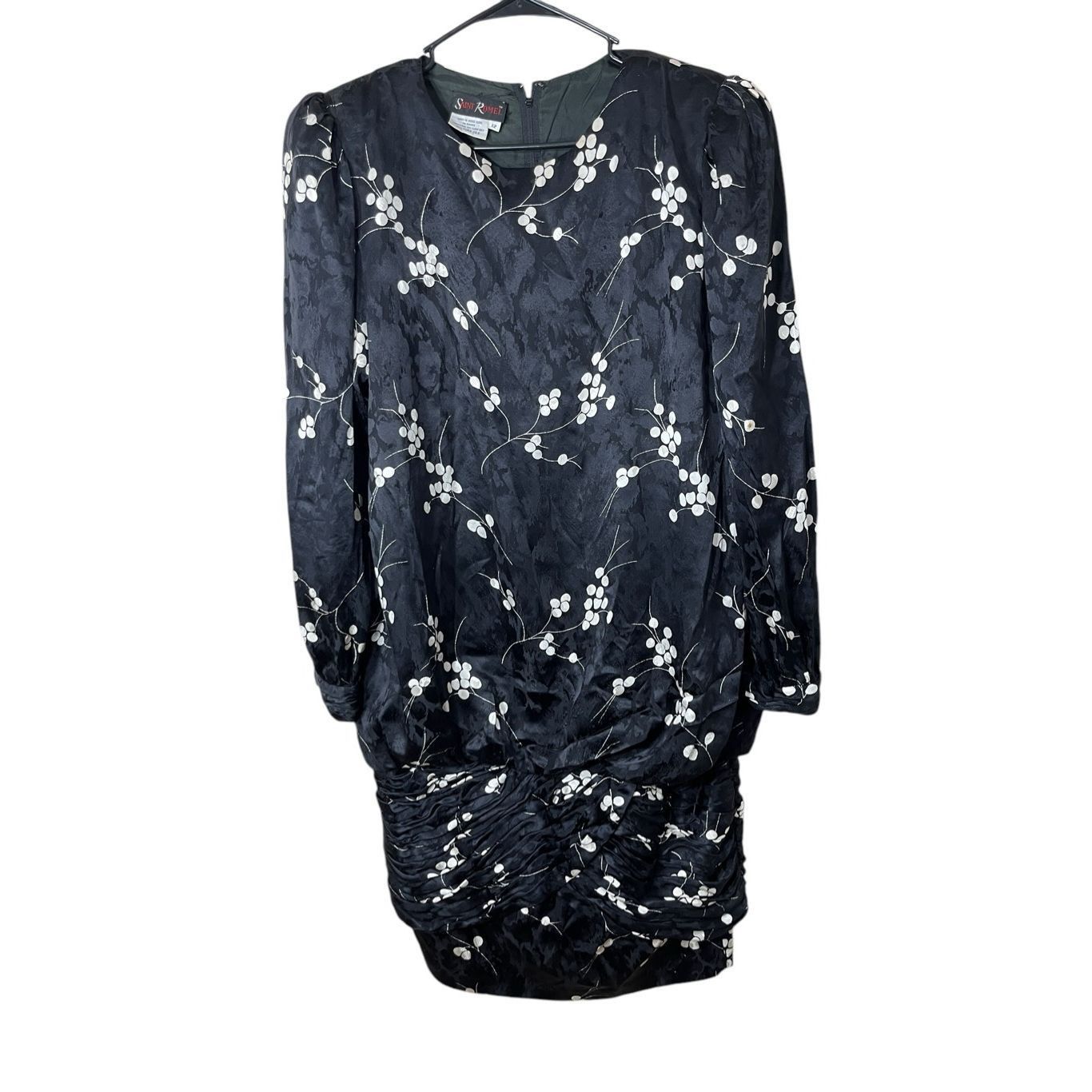 Other Vintage 1980's Saint Romei Sz 12 100% Silk Dress Black Flora Size XL / US 12-14 / IT 48-50 - 1 Thumbnail