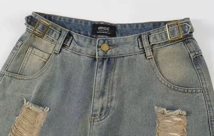 Japanese Brand × Jean Men's Worn-out Washed Denim Shorts Size US 31 - 5 Thumbnail