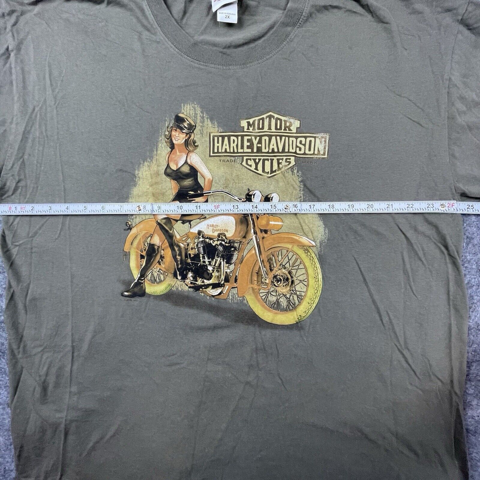 Harley Davidson Harley Davidson Shirt 2XL Tan Pin-Up Girl Fargo North Dakota Size US XXL / EU 58 / 5 - 5 Thumbnail