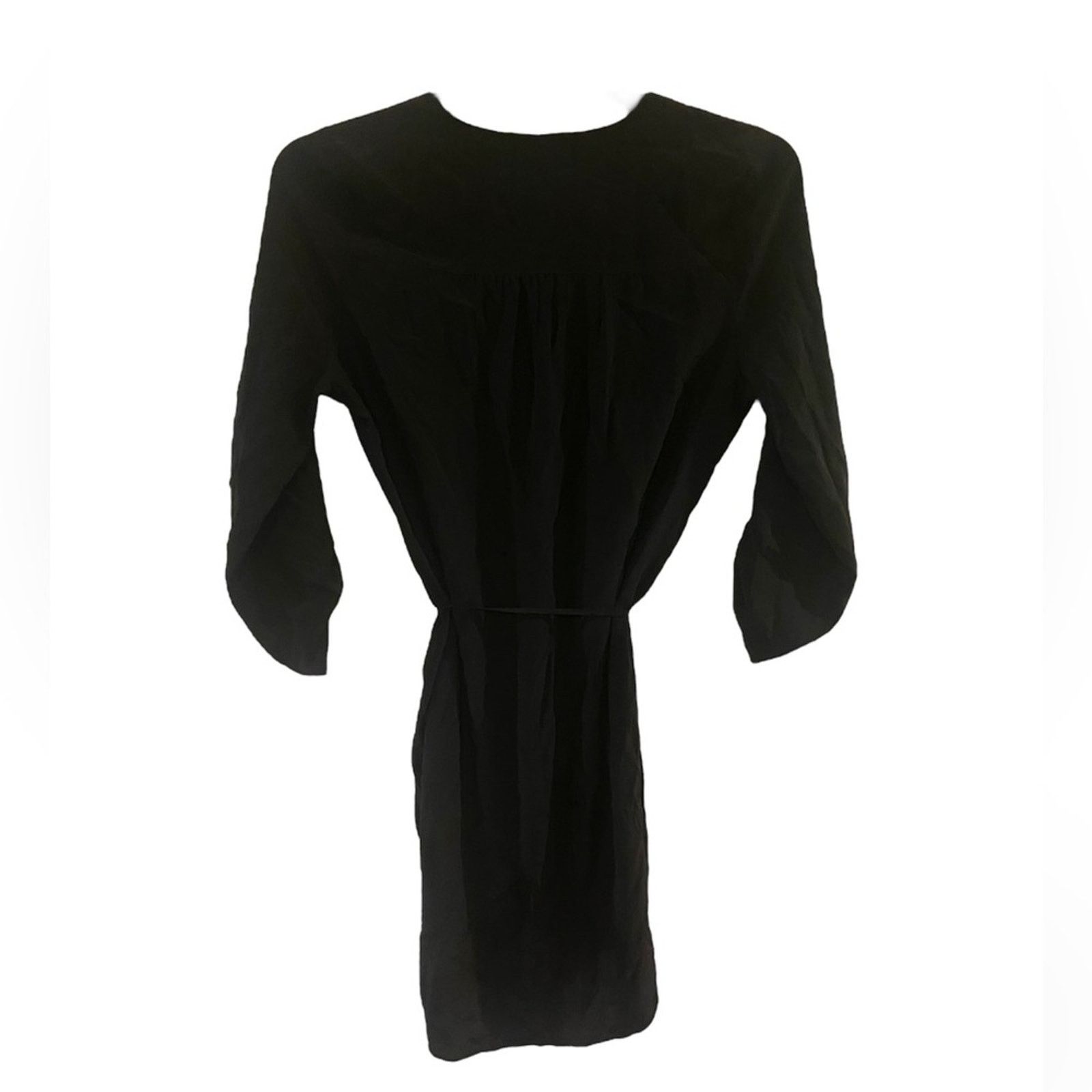 Joie Motega Tie-Waist Silk Dress Black Small - homelandexpress.co.uk