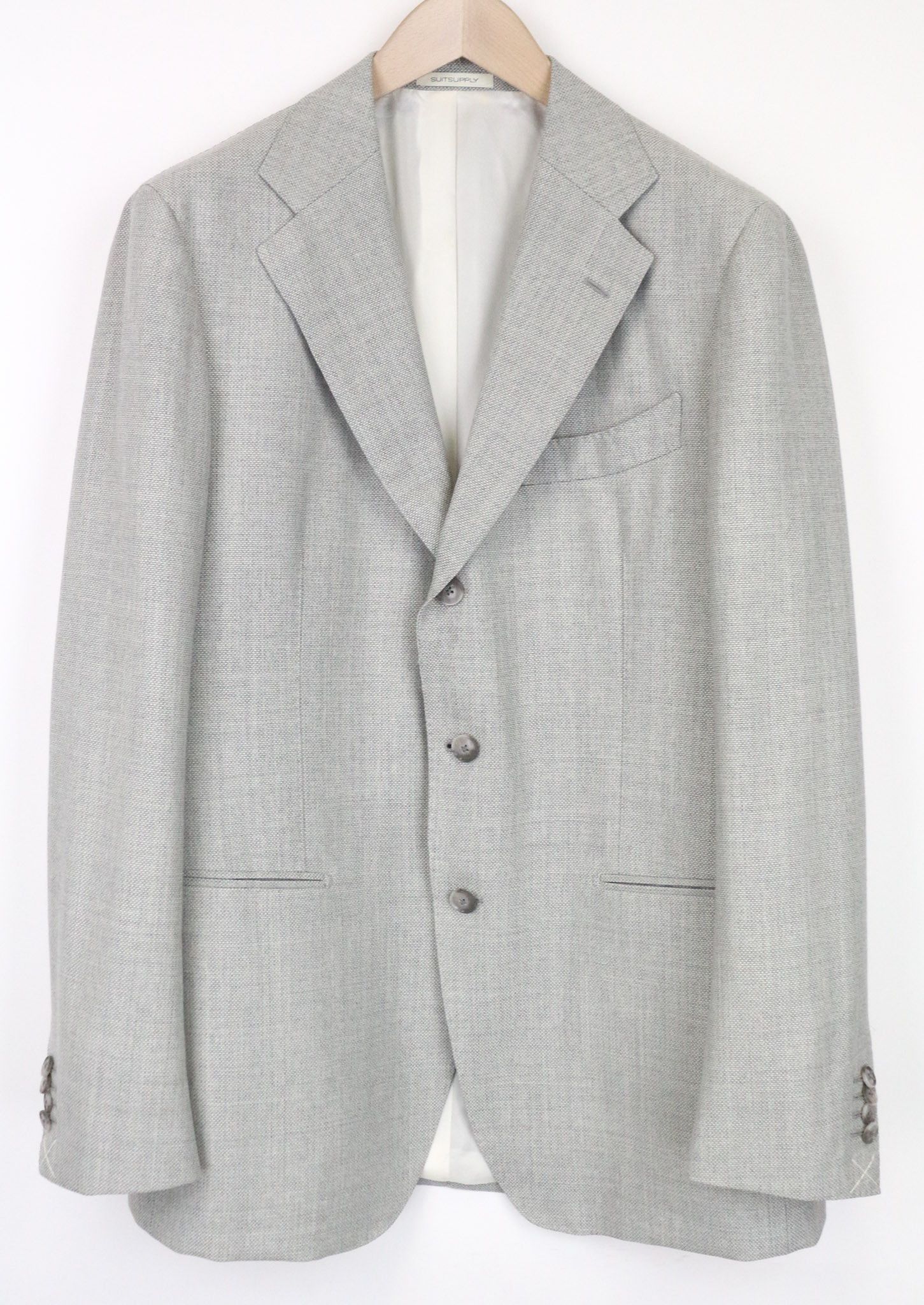 Suitsupply HAVANA JETTED UK44R Grey Melange Wool Suit 75291 Size 44R - 2 Thumbnail