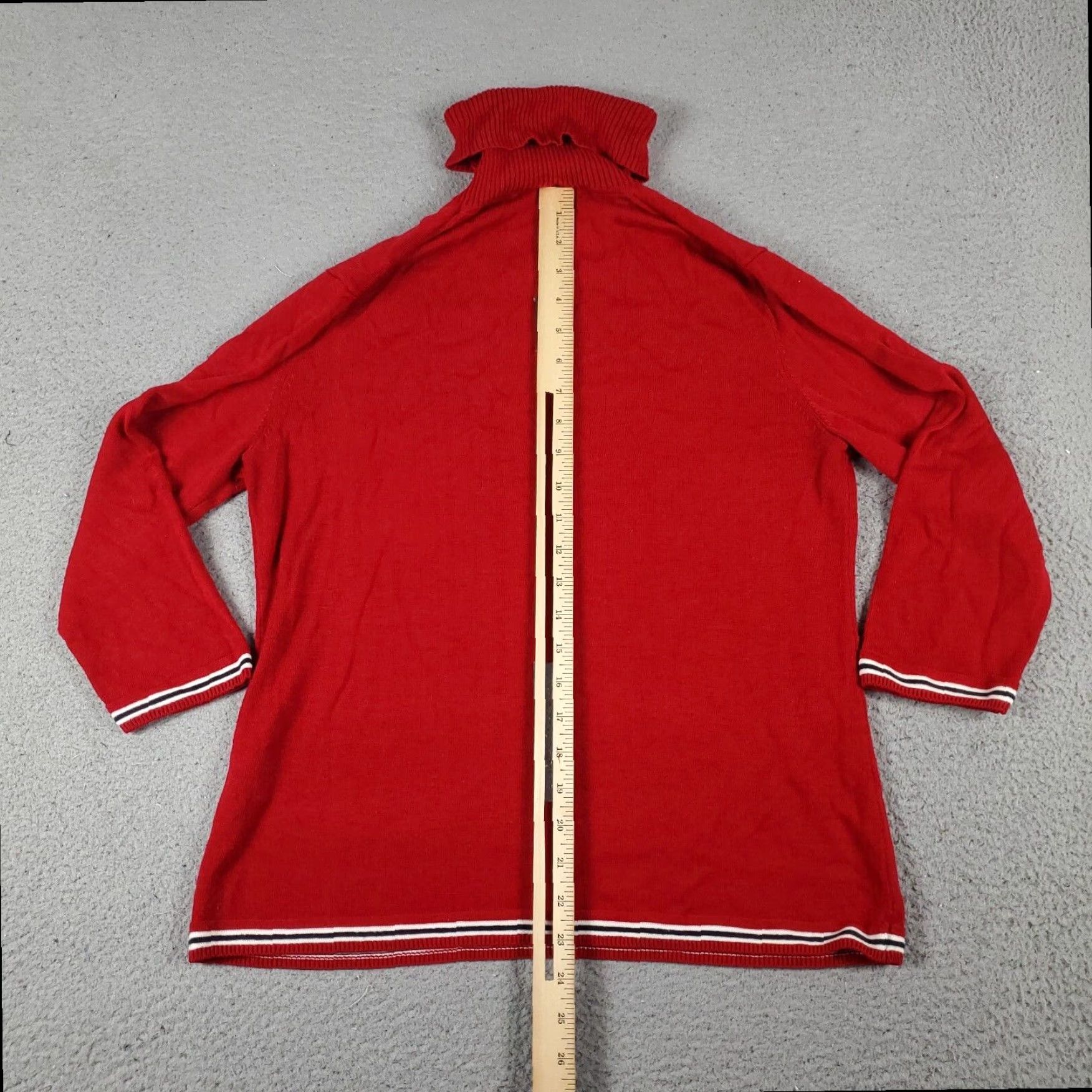 Tommy Hilfiger Tommy Hilfiger Womens Red Turtleneck Sweater Large Long Sleeve Cotton Blend Pullover Casual Business Size L / US 10 / IT 46 - 5 Thumbnail