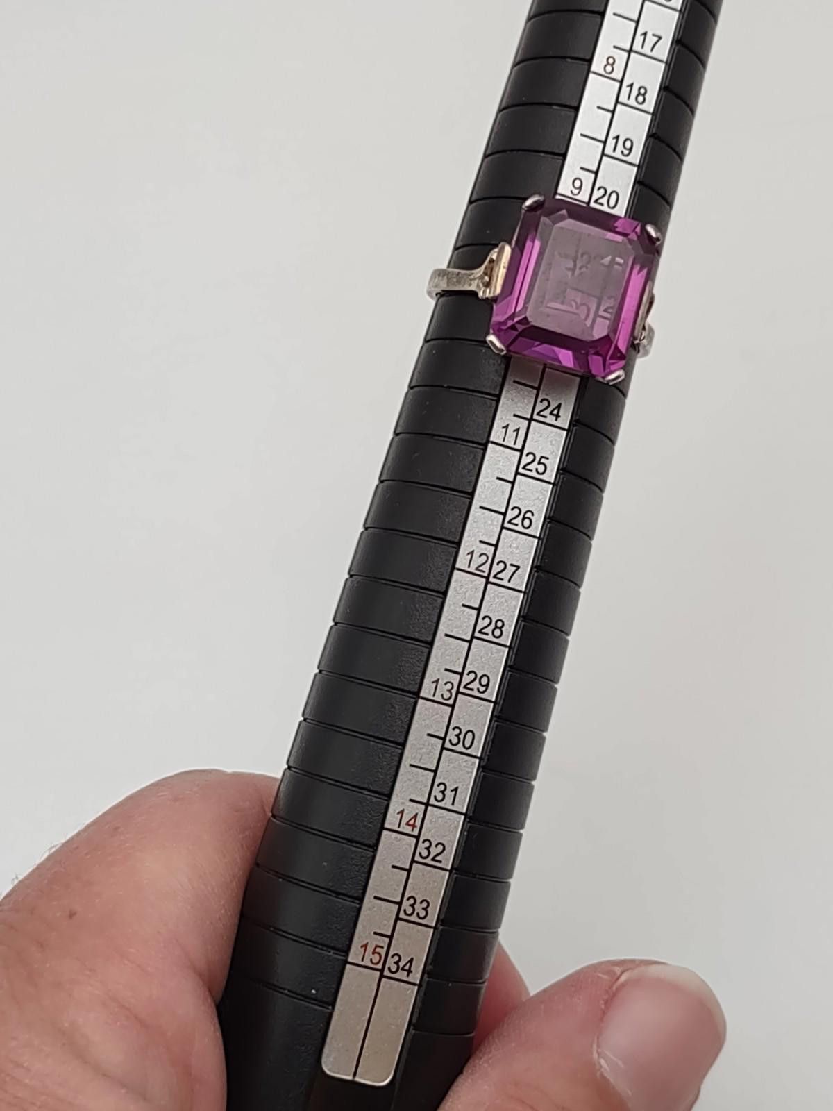 The Unbranded Brand Art Deco Style Sterling Purple CZ Ring Size 10 Size ONE SIZE - 4 Thumbnail