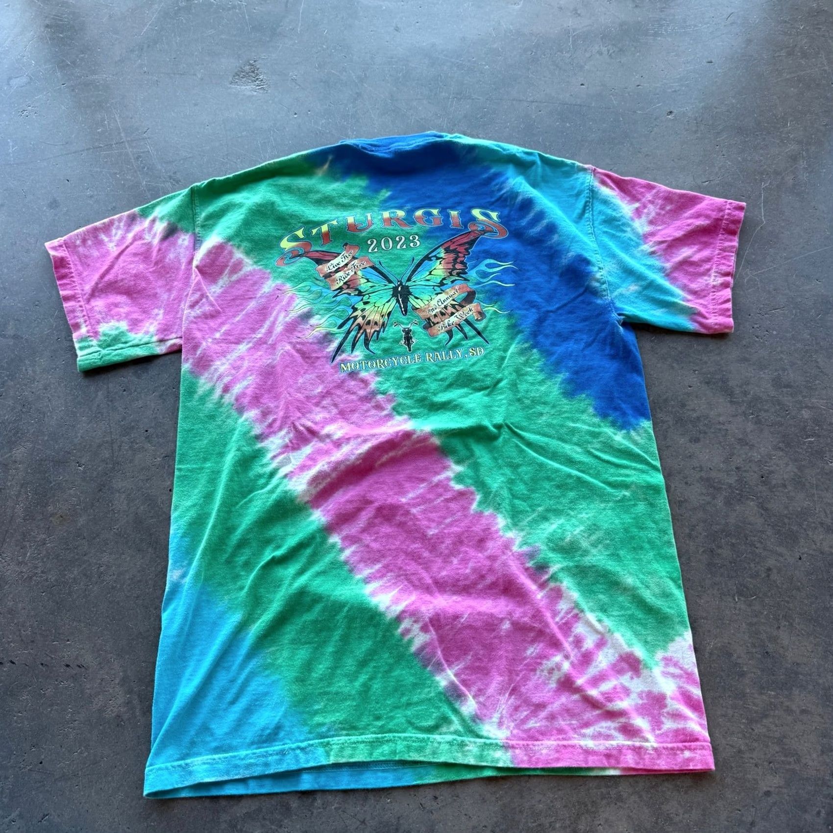 Vintage VINTAGE Sturgis Motorcycle Biker Rally Tie Dye Graphic Tee Mens M Black Size US M / EU 48-50 / 2 - 2 Thumbnail