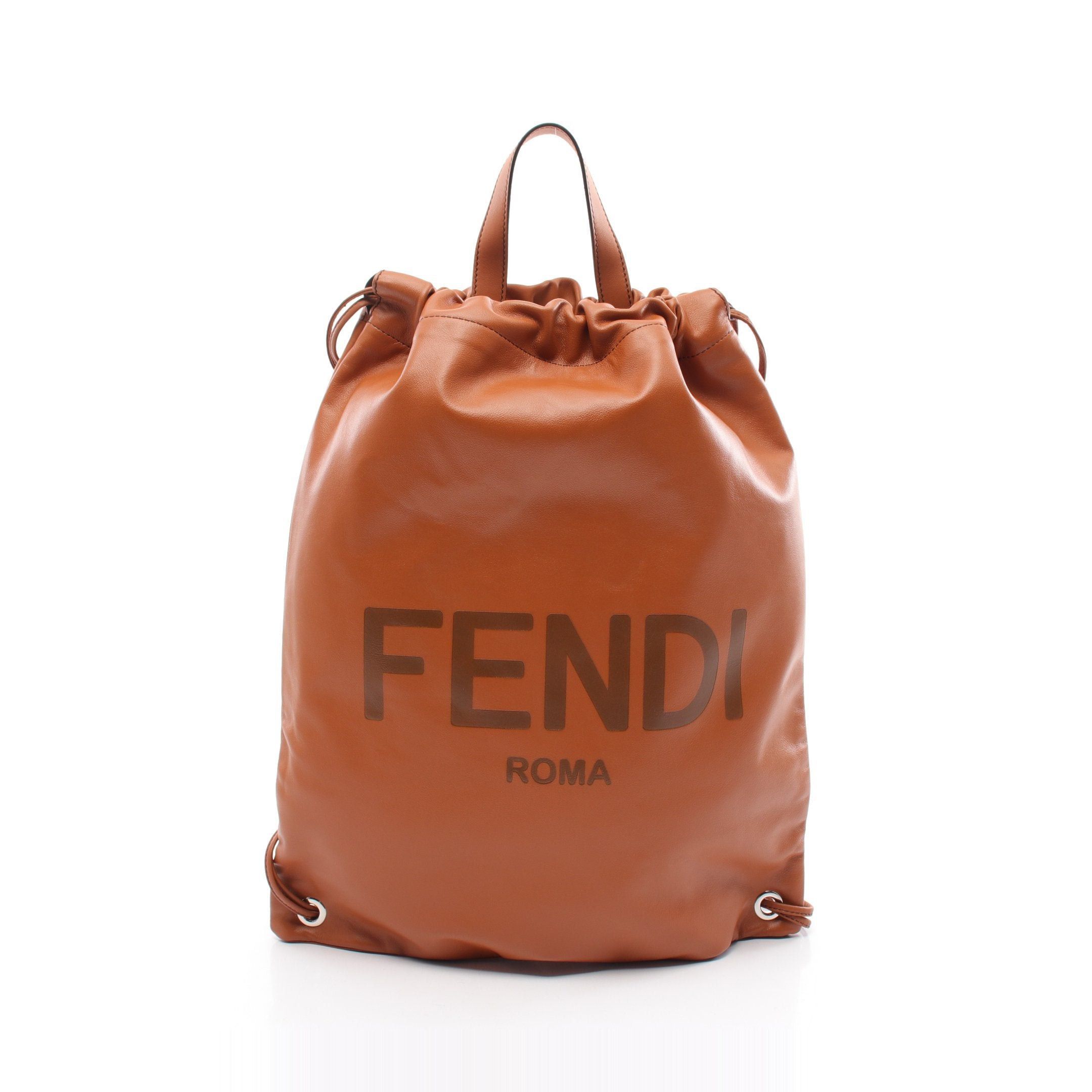 Fendi Fendi Backpack Knapsack Logo Leather Light Brown Grailed