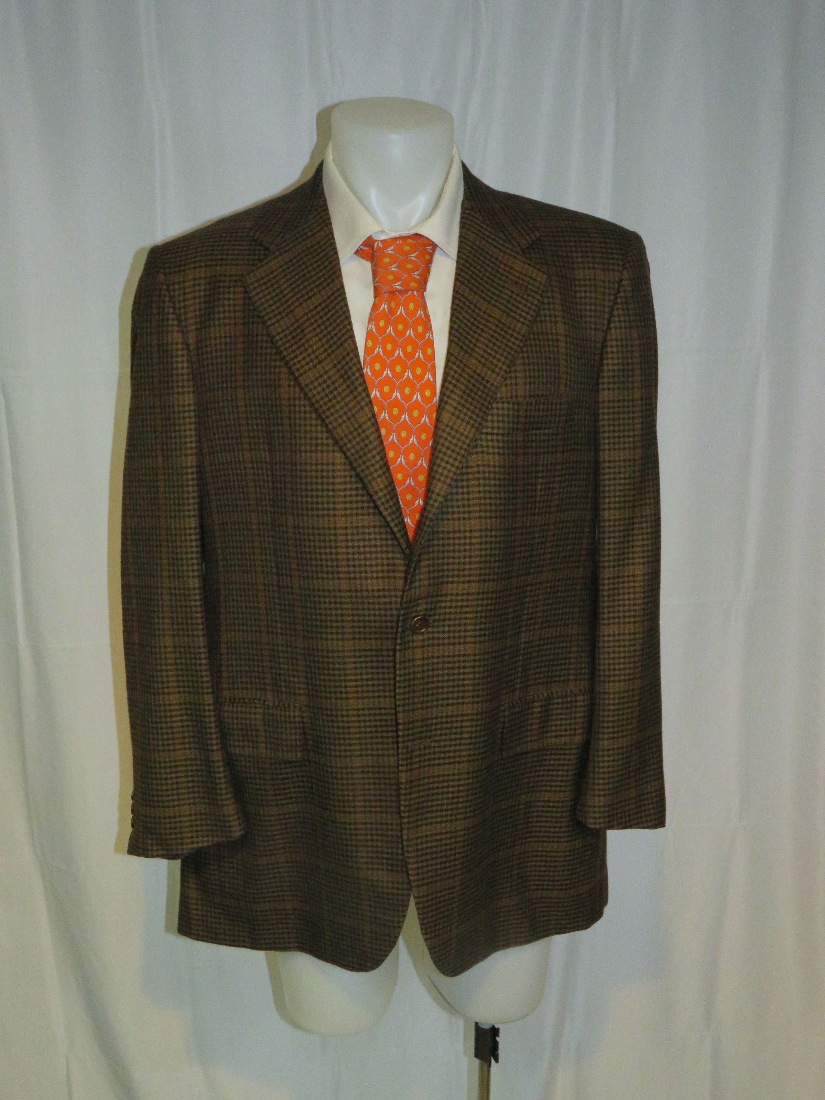 Kiton Vintage Brown Plaid 100% Cashmere Three Button Blazer 46L Size 46L - 8 Thumbnail