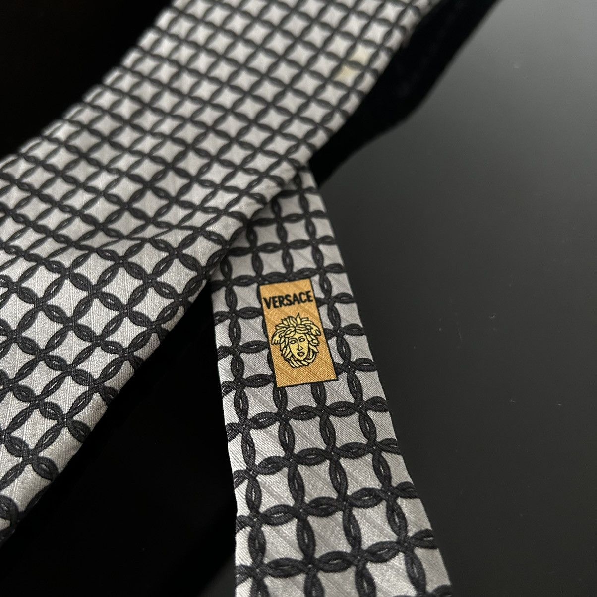 Versace 90s Gianni Versace silk tie grey Size ONE SIZE - 3 Thumbnail