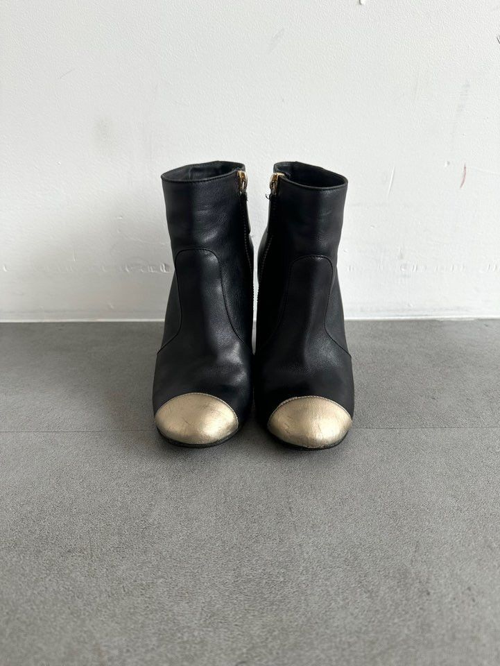 Chanel Chanel Archive CC Logo Black & Gold Cap-Toe Wedge Boots Size US 6 / IT 36 - 3 Thumbnail
