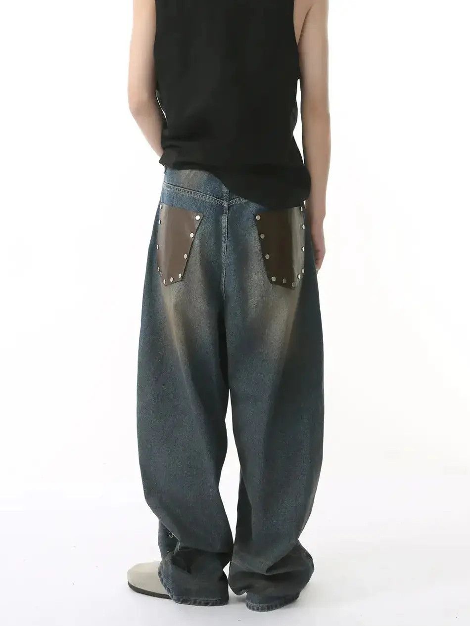Japanese Brand Retro loose pocket patchwork jeans Size US 32 / EU 48 - 1 Thumbnail