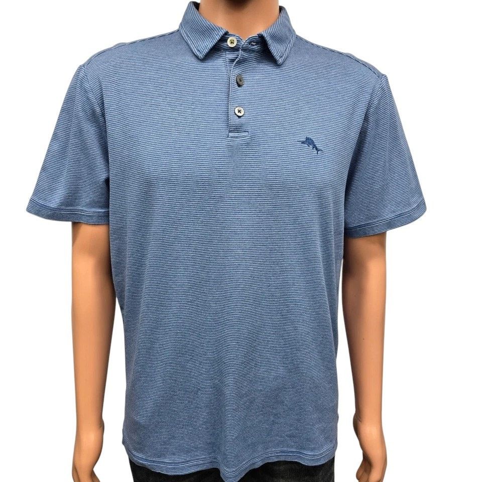 Tommy Bahama TOMMY BAHAMA Pacific Shore Polo Shirt Men M Striped Cotton Size US M / EU 48-50 / 2 - 3 Thumbnail