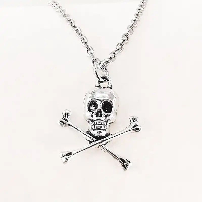 Vintage Skull Pendant Necklace Vintage Chain Grunge Jewelry Size ONE SIZE - 3 Thumbnail