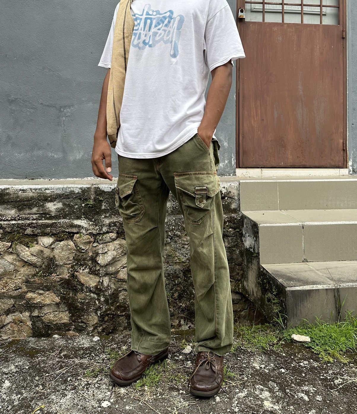 Vintage 👹Vintage Faded Garments Mens Cargo Pants Size US 30 / EU 46 - 4 Thumbnail
