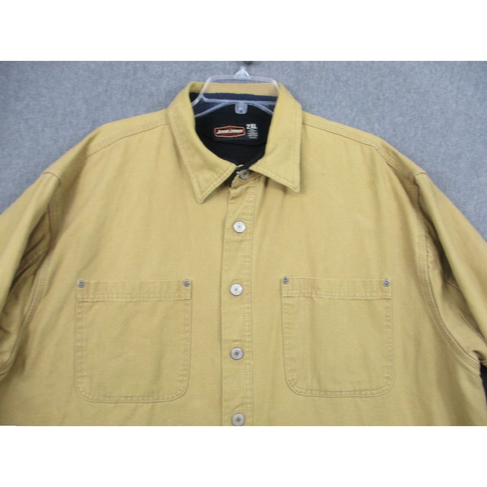 Vintage Jesse James Work Jacket Mens 2XL Canvas Button-Up Dual Pocket Lined Beige Industrial Camouflage? (No, keep to original words) Size US XXL / EU 58 / 5 - 5 Thumbnail