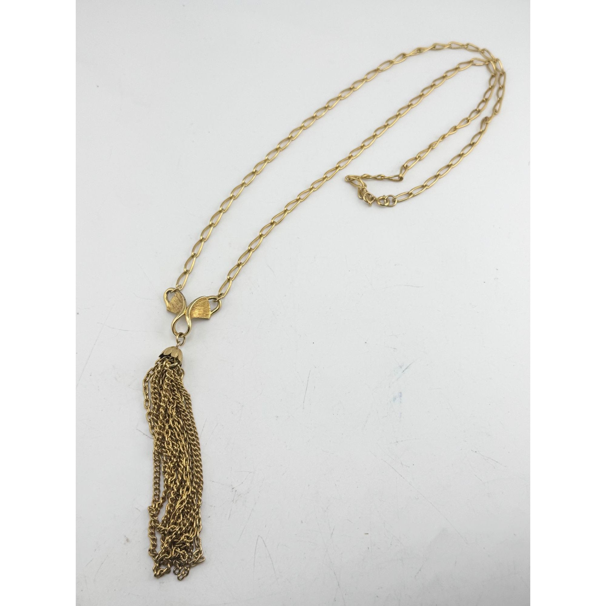 Vintage Vintage gold tone chain tassel pendant necklace Size ONE SIZE - 3 Thumbnail