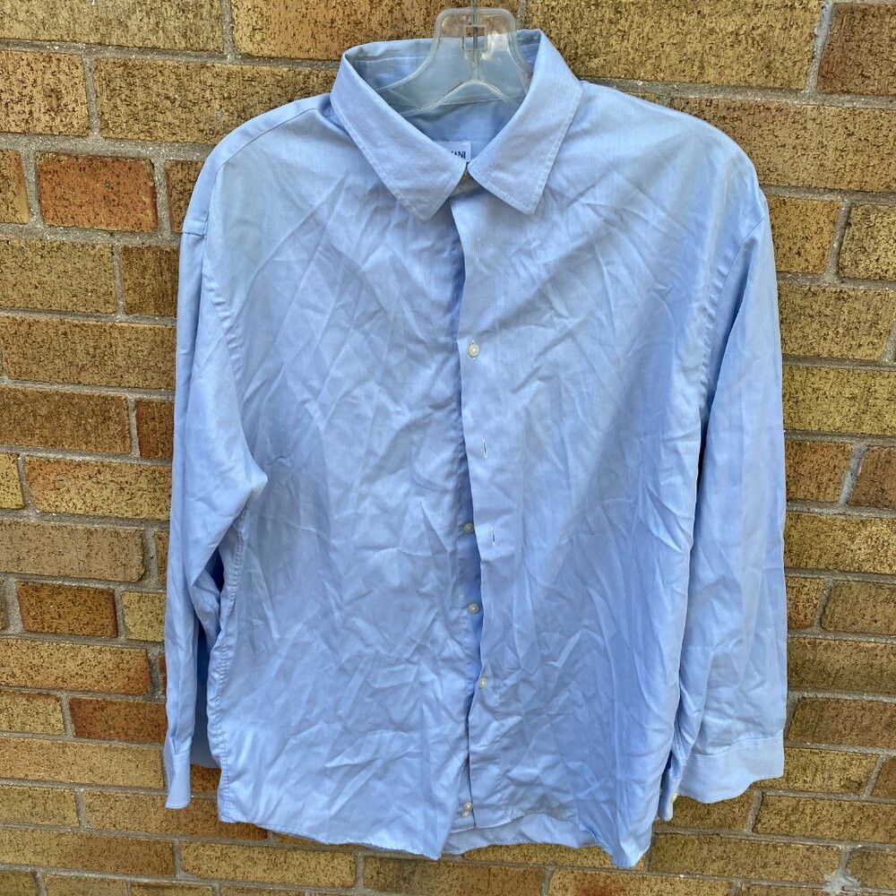 Armani Vintage Armani Button Up Dress Shirt Size 17 Large Blue Size US L / EU 52-54 / 3 - 3 Thumbnail