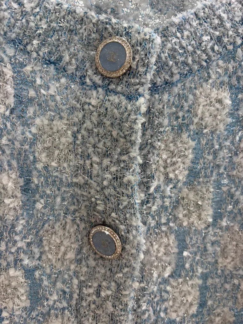 Chanel Chanel Thin glitter blue knitted cardigan coat Size M / US 6-8 / IT 42-44 - 3 Thumbnail