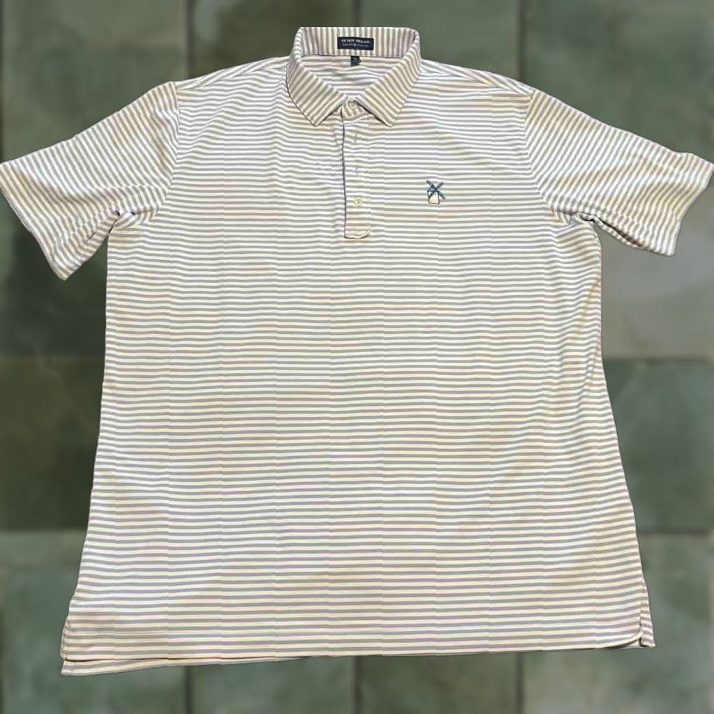 Peter Millar Peter Millar Crown Crafted Polo Men's XL White/Blue Stripes Shirt Short Sleeve Knit Casual Golf Size US XL / EU 56 / 4 - 1 Thumbnail