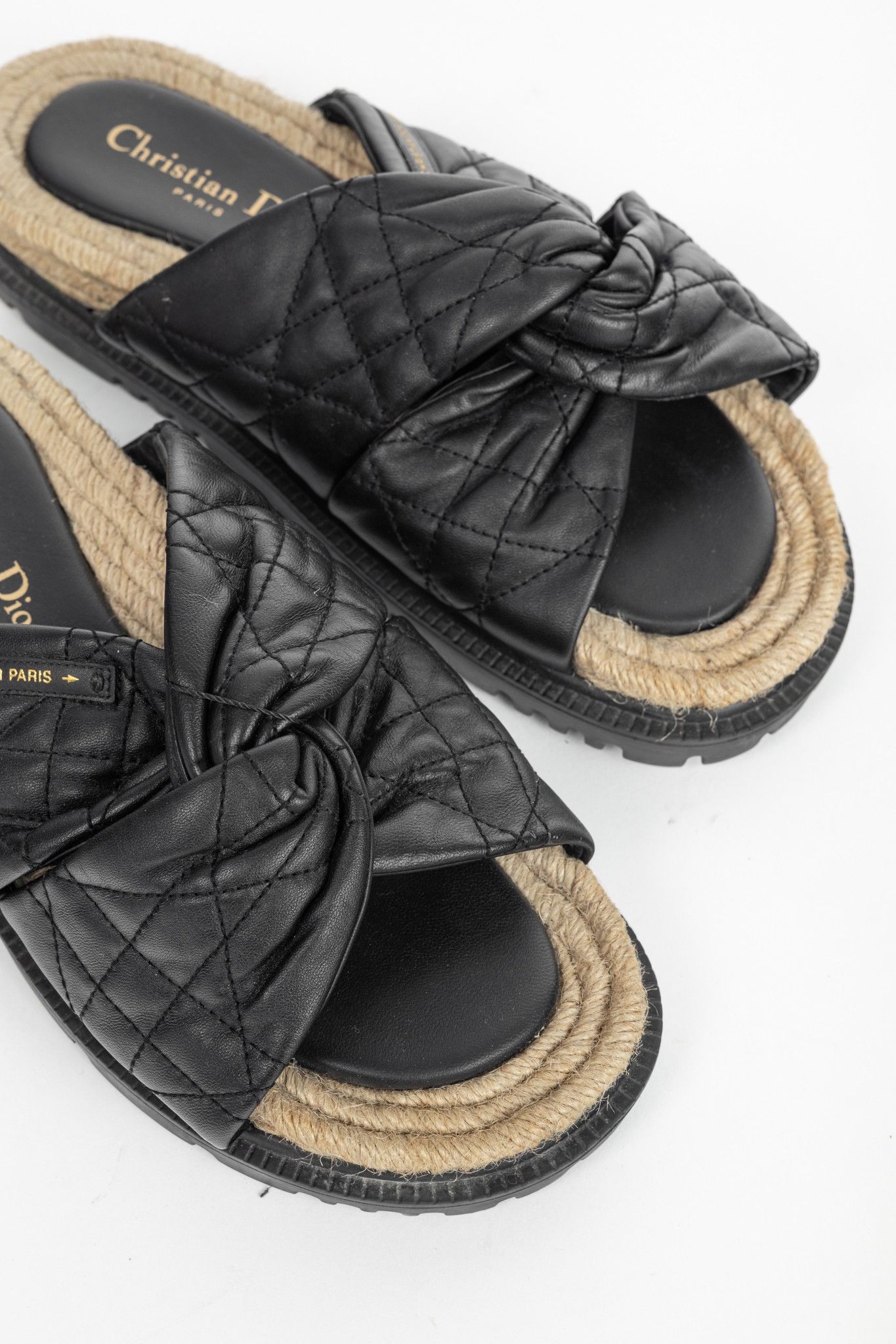 Dior Christian Dior DTwist Black Cannage Quilted Slide Sandals Size US 8.5 / IT 38.5 - 7 Thumbnail