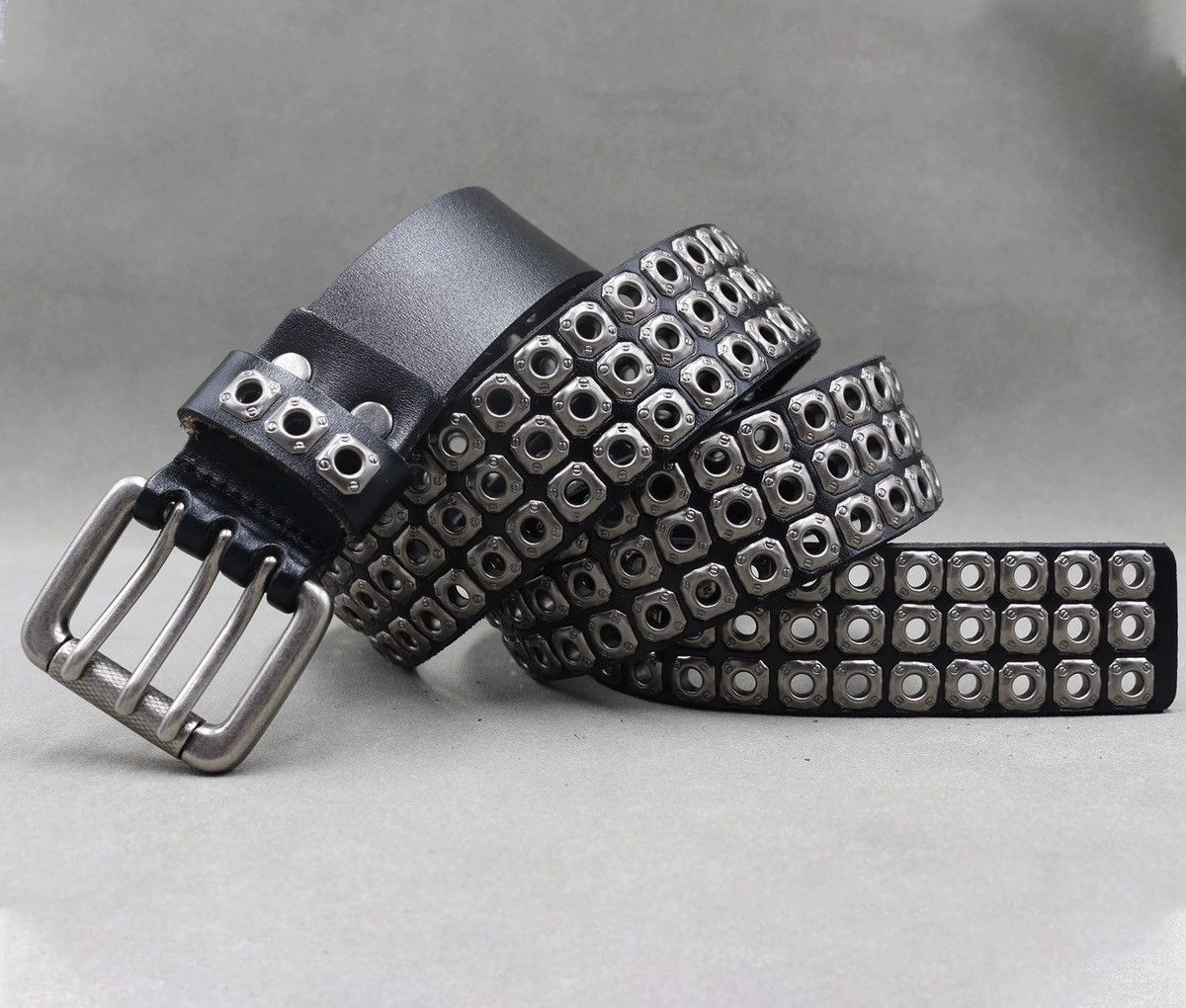 Japanese Brand × Vintage Retro punk square rivet leather rock grunge belt Size ONE SIZE - 2 Thumbnail