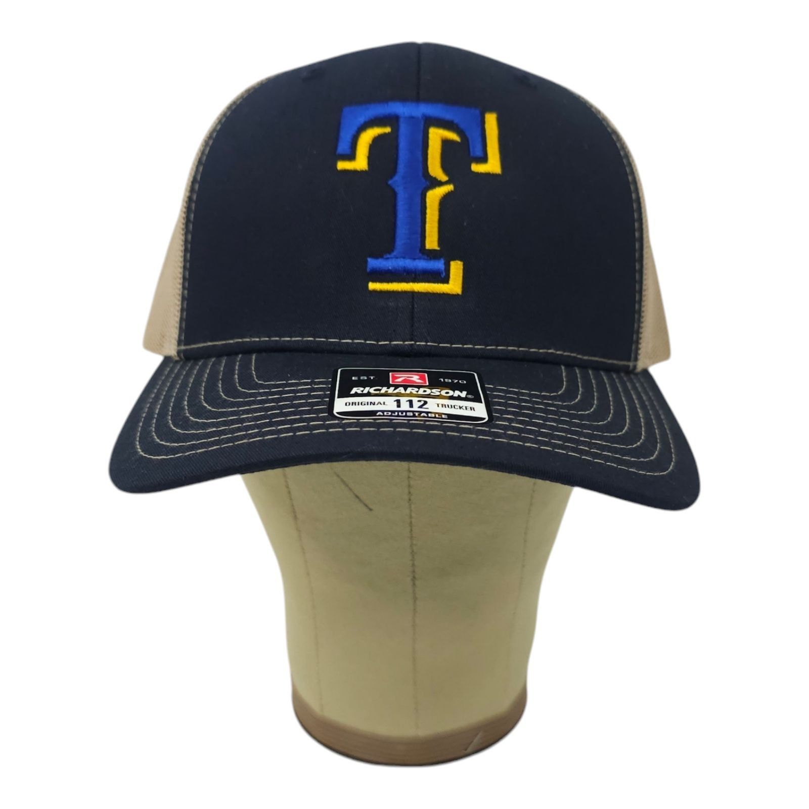 Richardson Richardson Blue Gold Embroidered T Logo Mesh Snapback Cap Size ONE SIZE - 9 Thumbnail