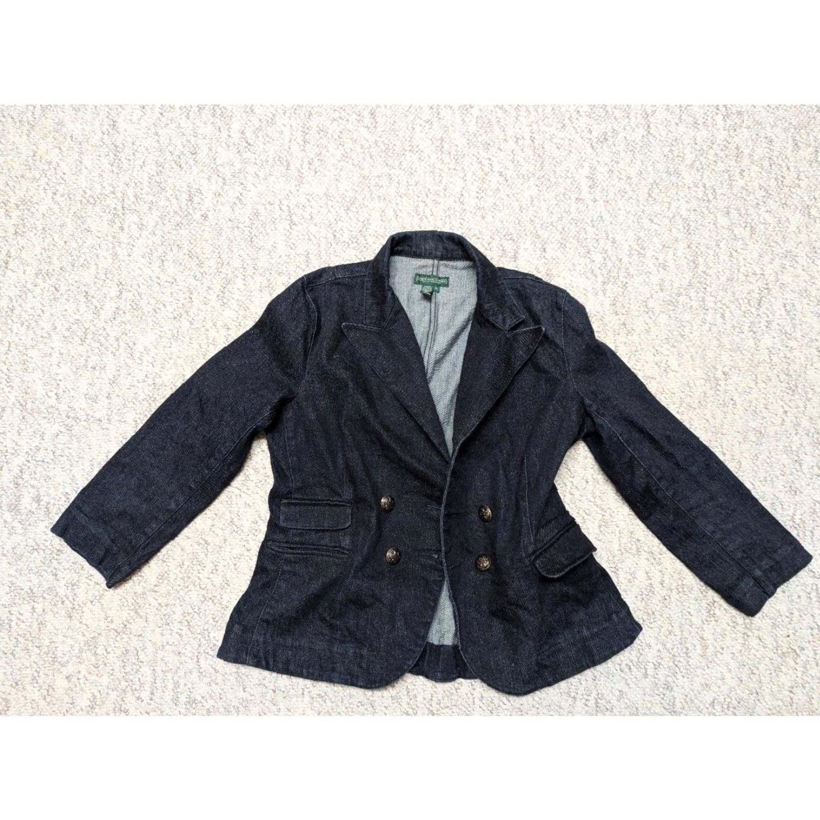 Ralph Lauren VINTAGE Ralph Lauren blazer Denim Women M Denim Blue double breasted Military blazer Military model Size 32" / US 10 / IT 46 - 3 Thumbnail