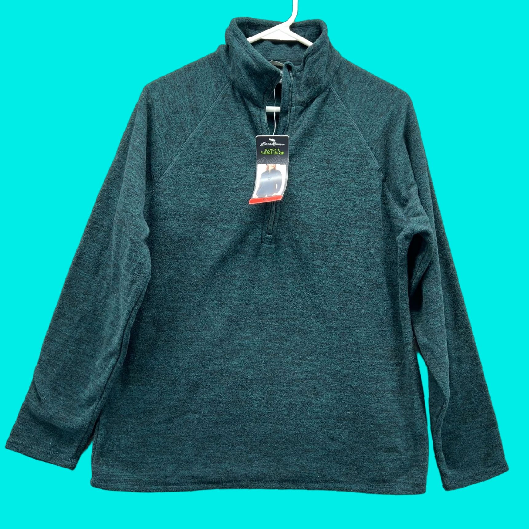 Eddie Bauer VINTAGE Eddie Bauer Sweater Women M Heather Blue Fleece 1/4 Zip Quilted Logo Pullover Size M / US 6-8 / IT 42-44 - 1 Thumbnail