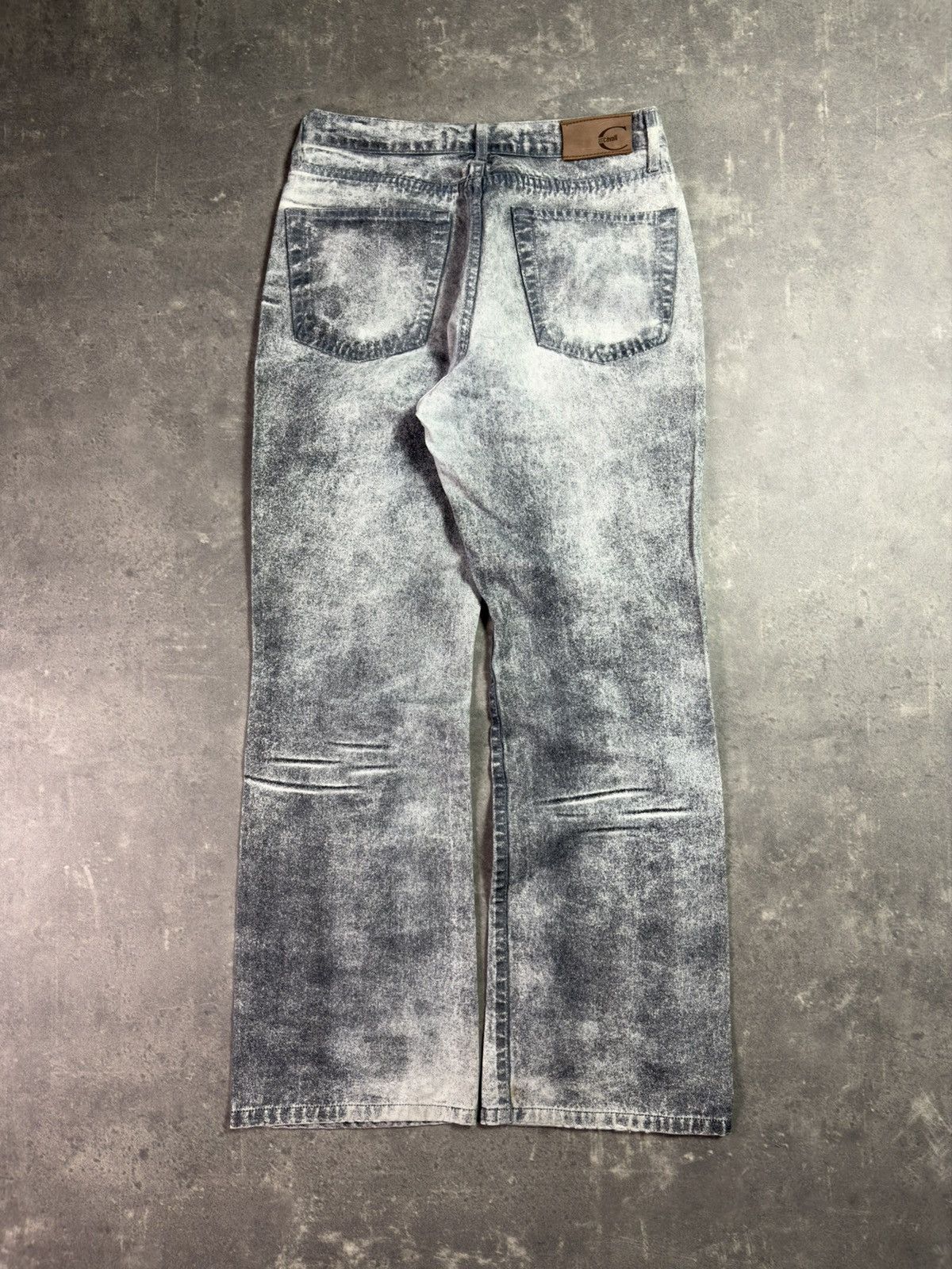 Just Cavalli 00s Just Cavalli Trompe L’oeil Faded Flared Gray Denim Jeans Size US 29 - 2 Thumbnail