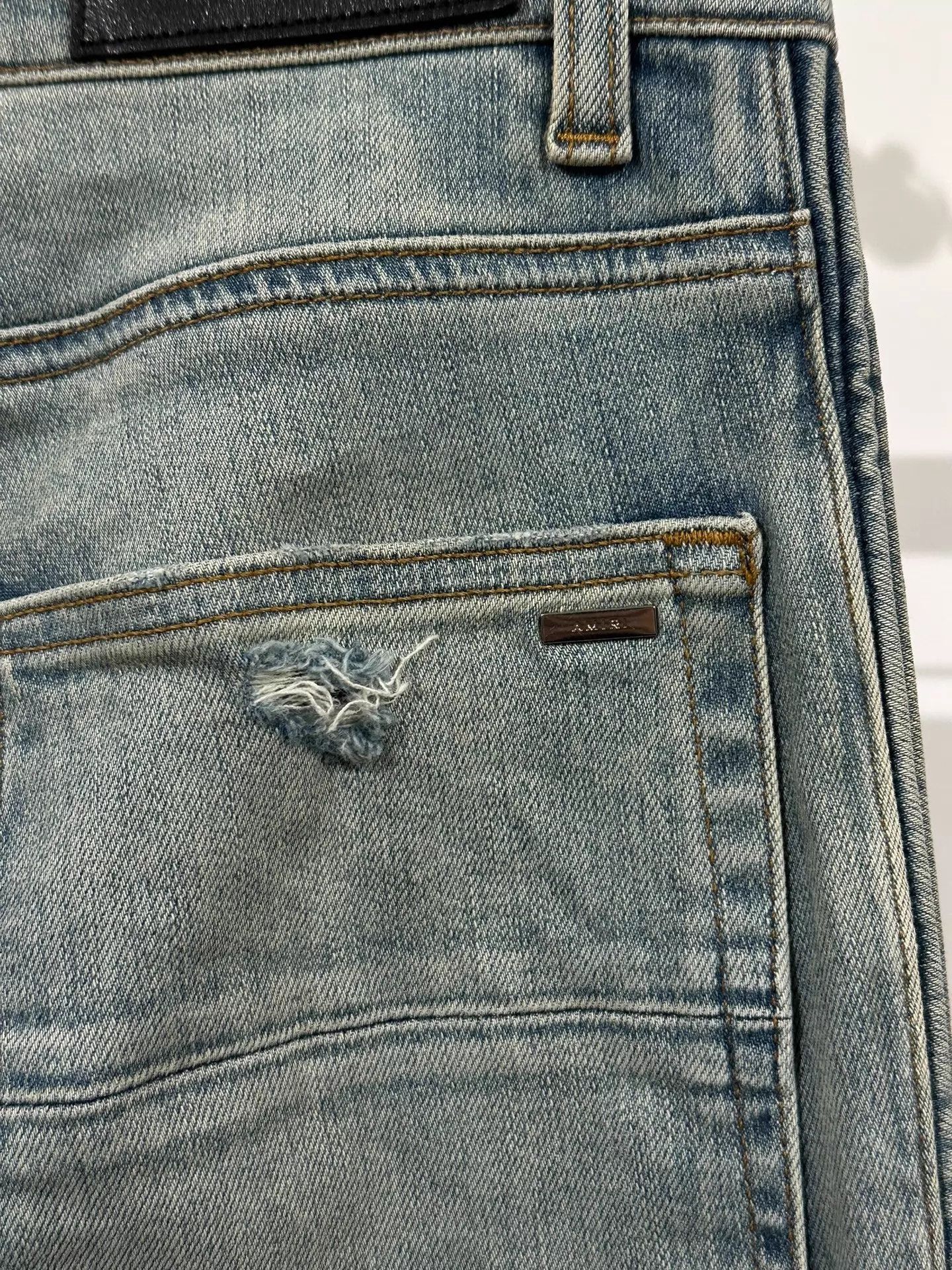 Amiri Amiri Blue Washed Hemmed Denim Pants 29W Size US 29 - 5 Thumbnail