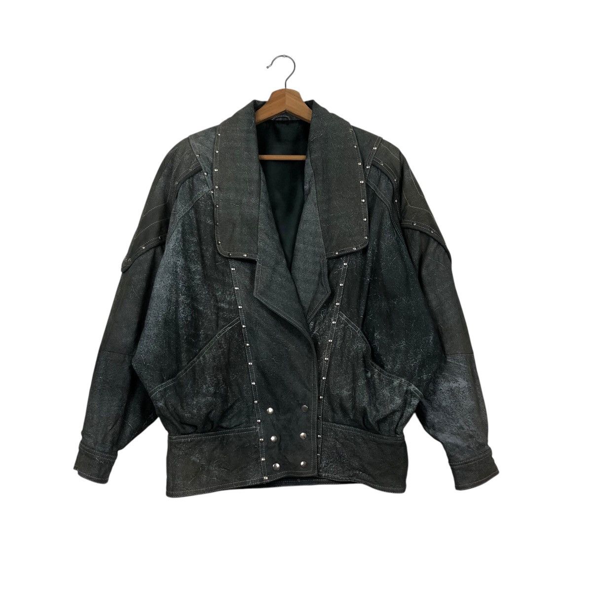 Japanese Brand 📌Vintage Leather Biker Jacket M.Mijayima Issey Miyake Size US M / EU 48-50 / 2 - 2 Thumbnail