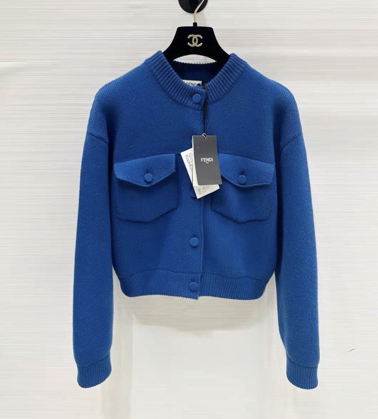 Fendi FENDI Klein Blue Wool Knit Cardigan J33 Size XS / US 0-2 / IT 36-38 - 1 Thumbnail
