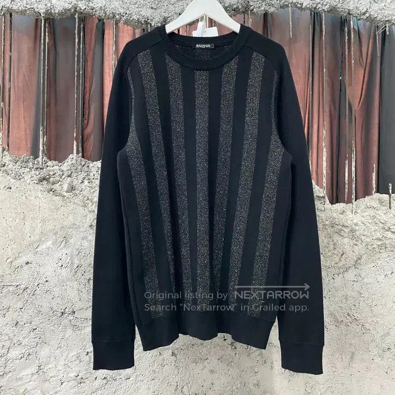 Balmain Balmain Black Striped Long Sleeve Pullover . Size US M / EU 48-50 / 2 - 1 Thumbnail