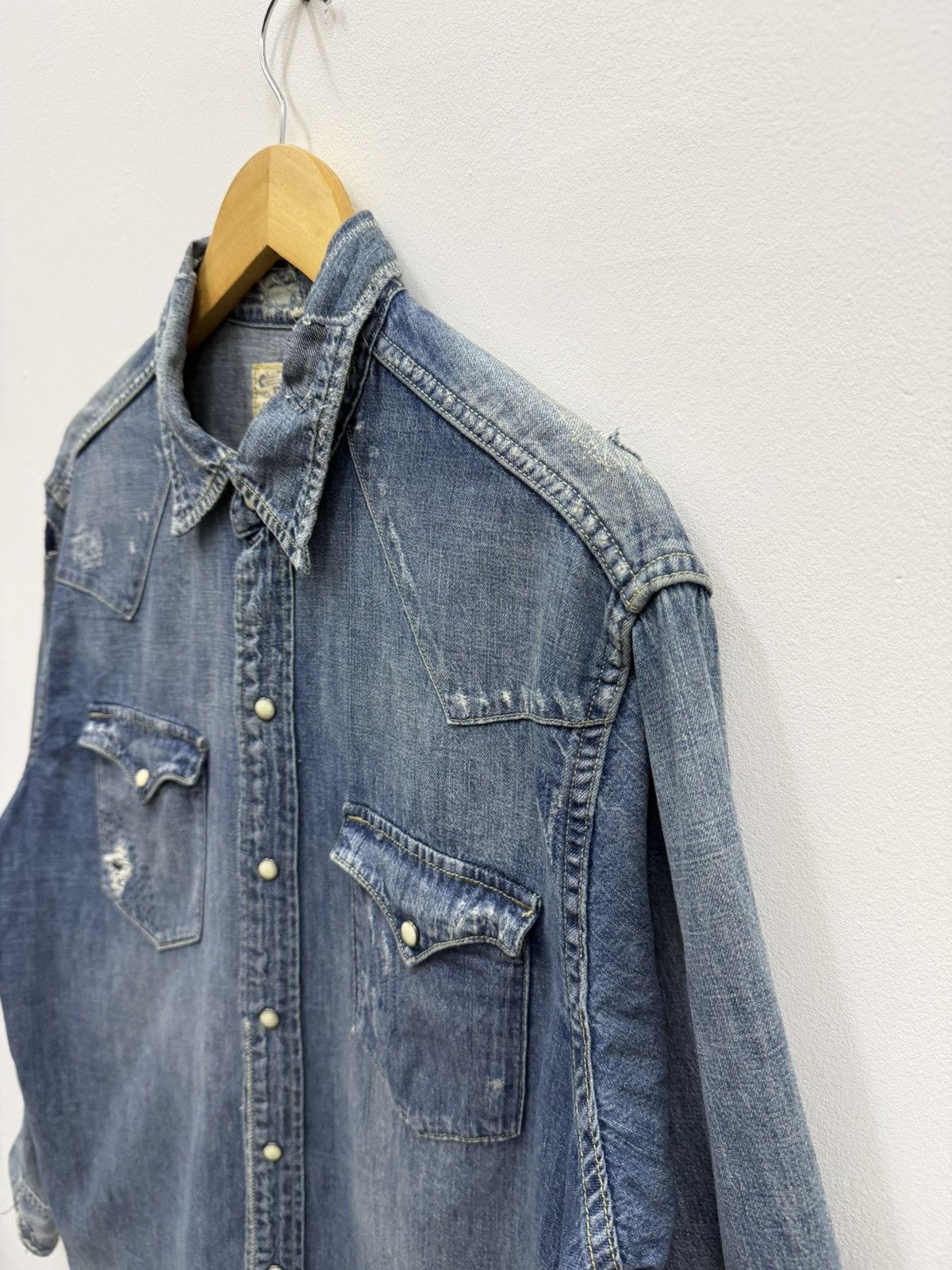 RRL Ralph Lauren Ralph Lauren RRL Distressed Cowboy Shirt Size US L / EU 52-54 / 3 - 9 Thumbnail
