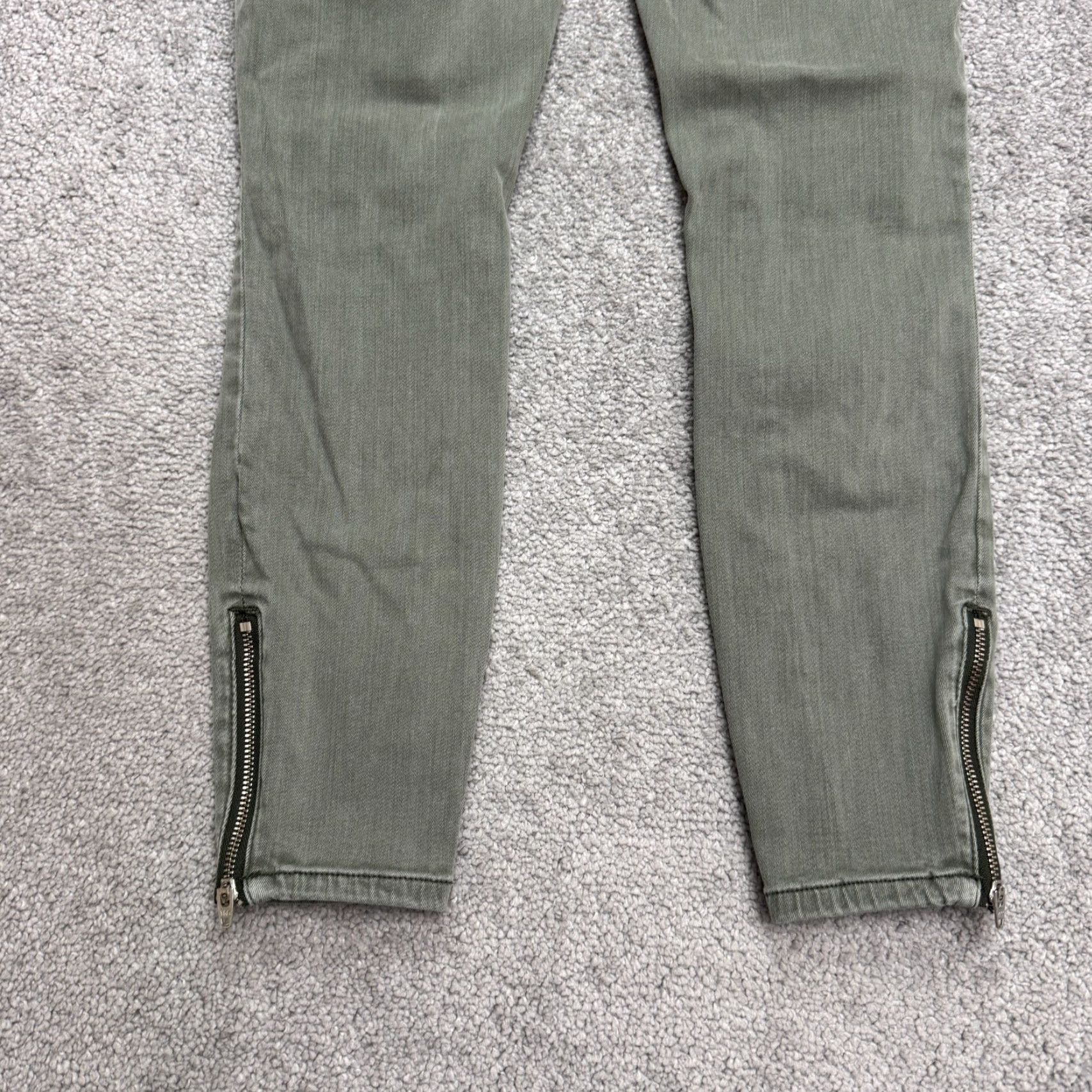 Pistola Pistola Moto Skinny Denim Jeans Womens 26 Olive Green Ankle Zip Pocket 25x25 Size 26" / US 2 / IT 38 - 5 Thumbnail