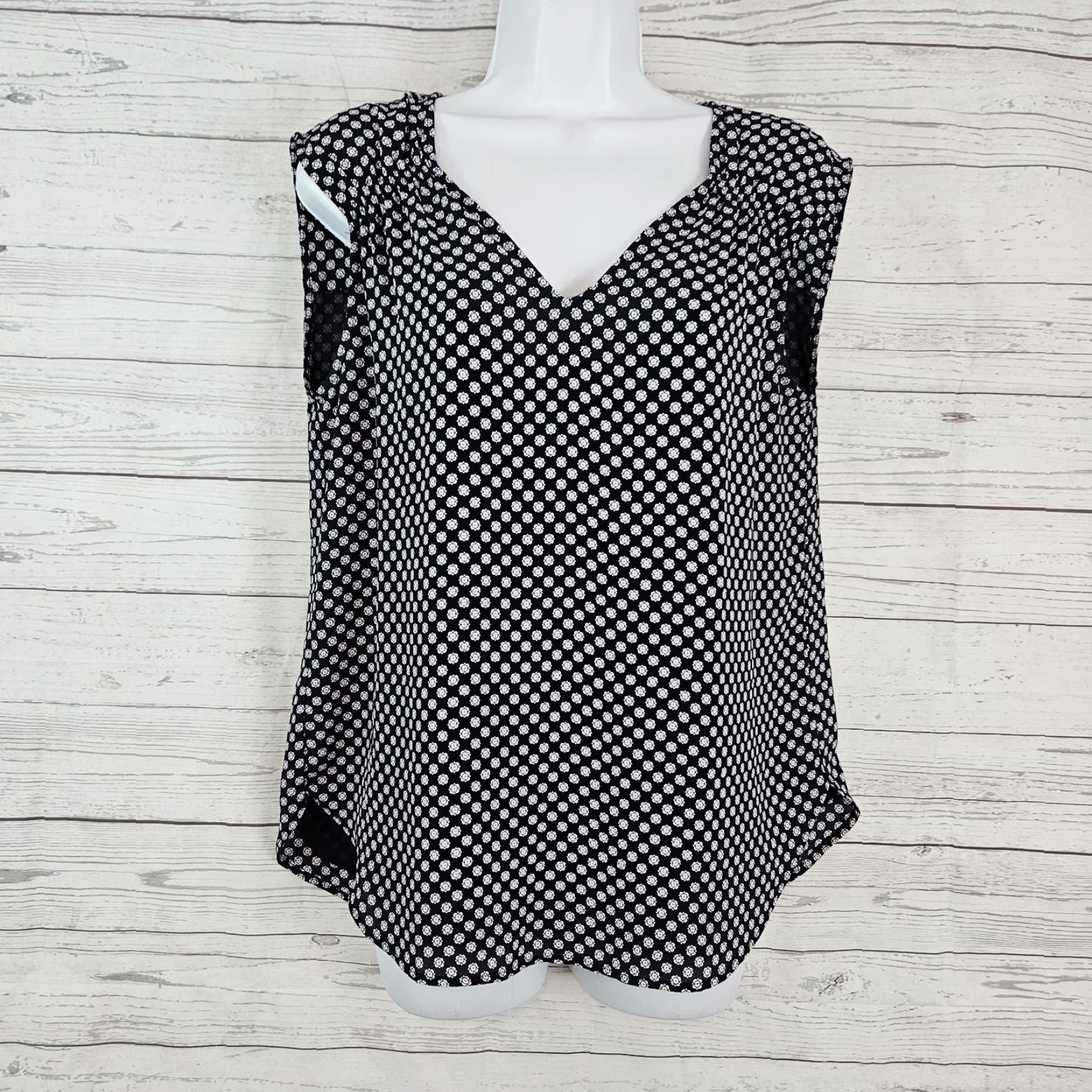Loft LOFT Womens Blouse Sz S Sleeveless V-Neck Blue White Pullover Shirt Size S / US 4 / IT 40 - 2 Thumbnail